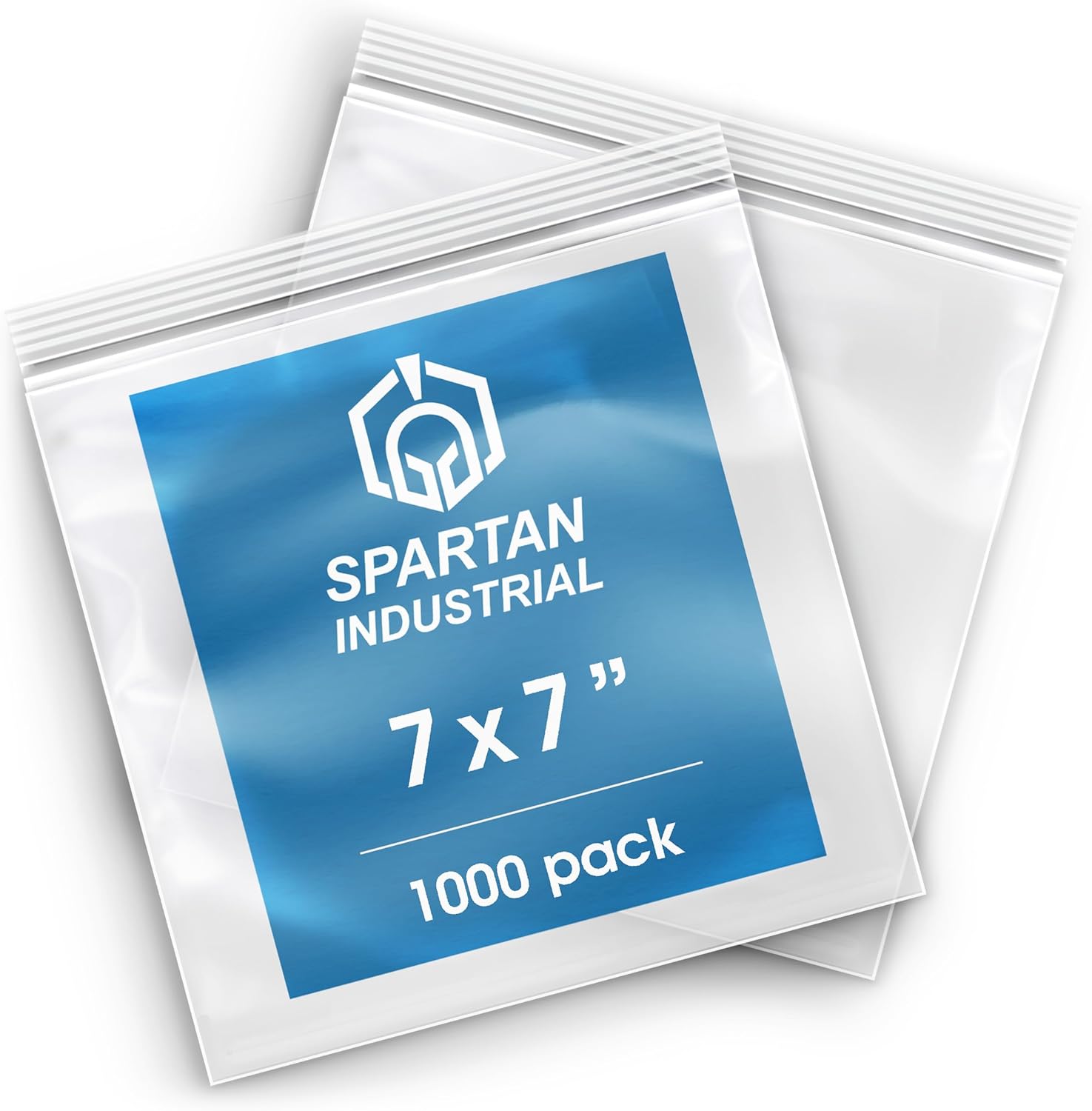 Spartan Industrial – Bolsas de polietileno de plástico transparente con cierre de 7 x 7 pulgadas (1000 unidades) de 2 mil con cierre resellable y