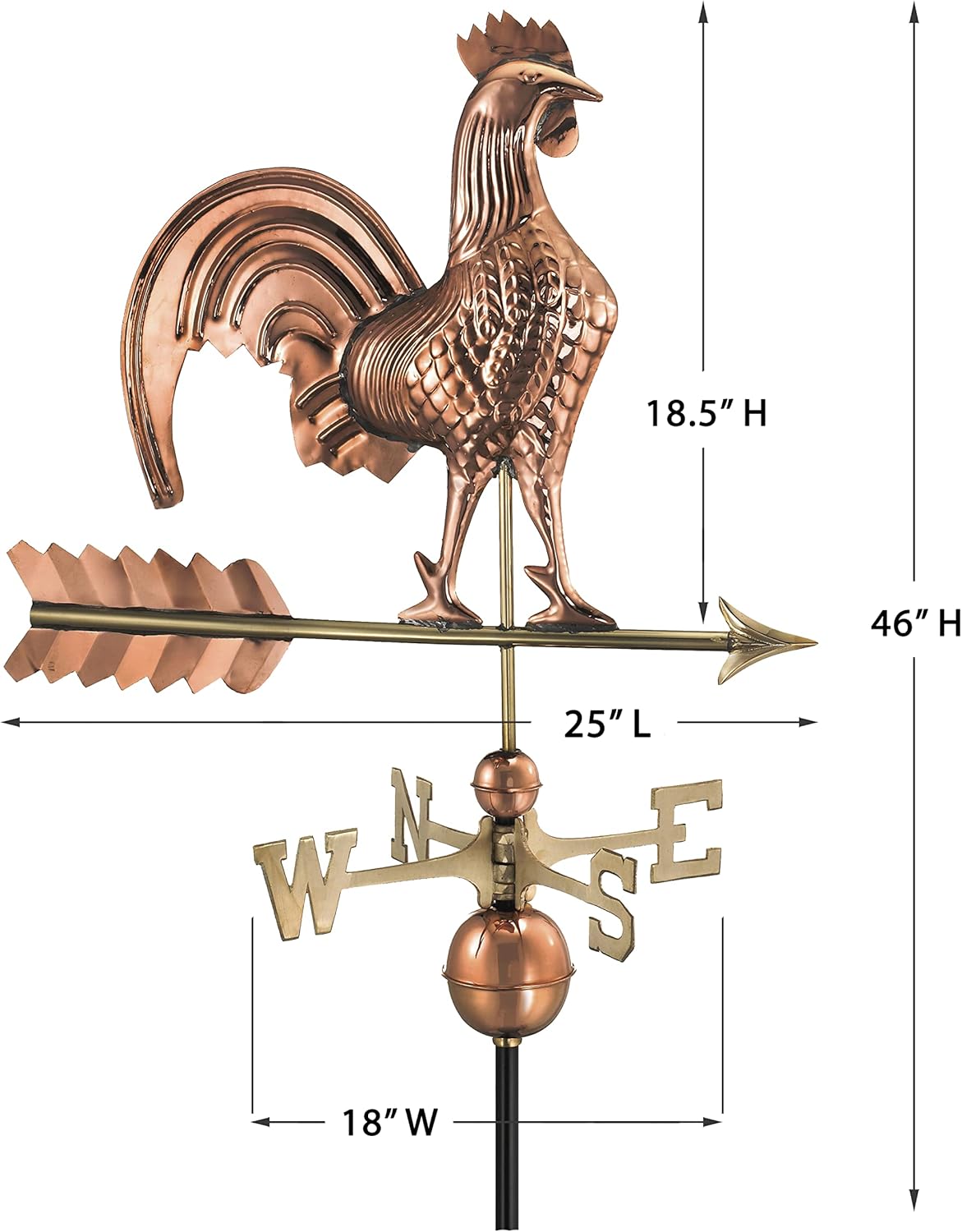 Good Directions – Veleta en forma de gallo de tamaño completo (25 pulgadas) 501V1, 501P