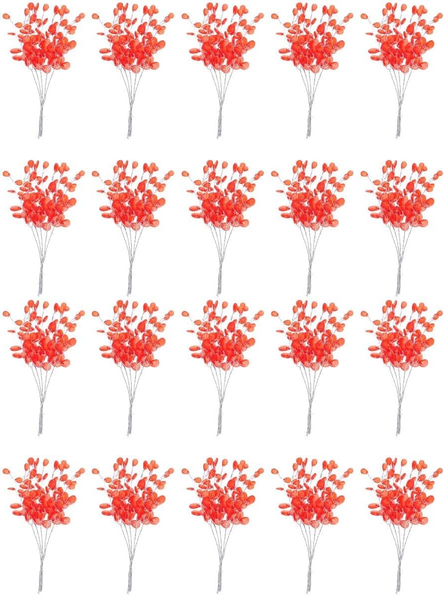 Abaodam 100 piezas de esquejes de árbol de Navidad, coronas de Navidad, palitos artificiales de flores con cuentas florales, tallos de flores de