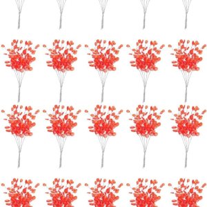 Abaodam 100 piezas de esquejes de árbol de Navidad, coronas de Navidad, palitos artificiales de flores con cuentas florales, tallos de flores de Abaodam 100 piezas de esquejes de árbol de Navidad, coronas de Navidad, palitos artificiales de flores con cuentas florales, tallos de flores de