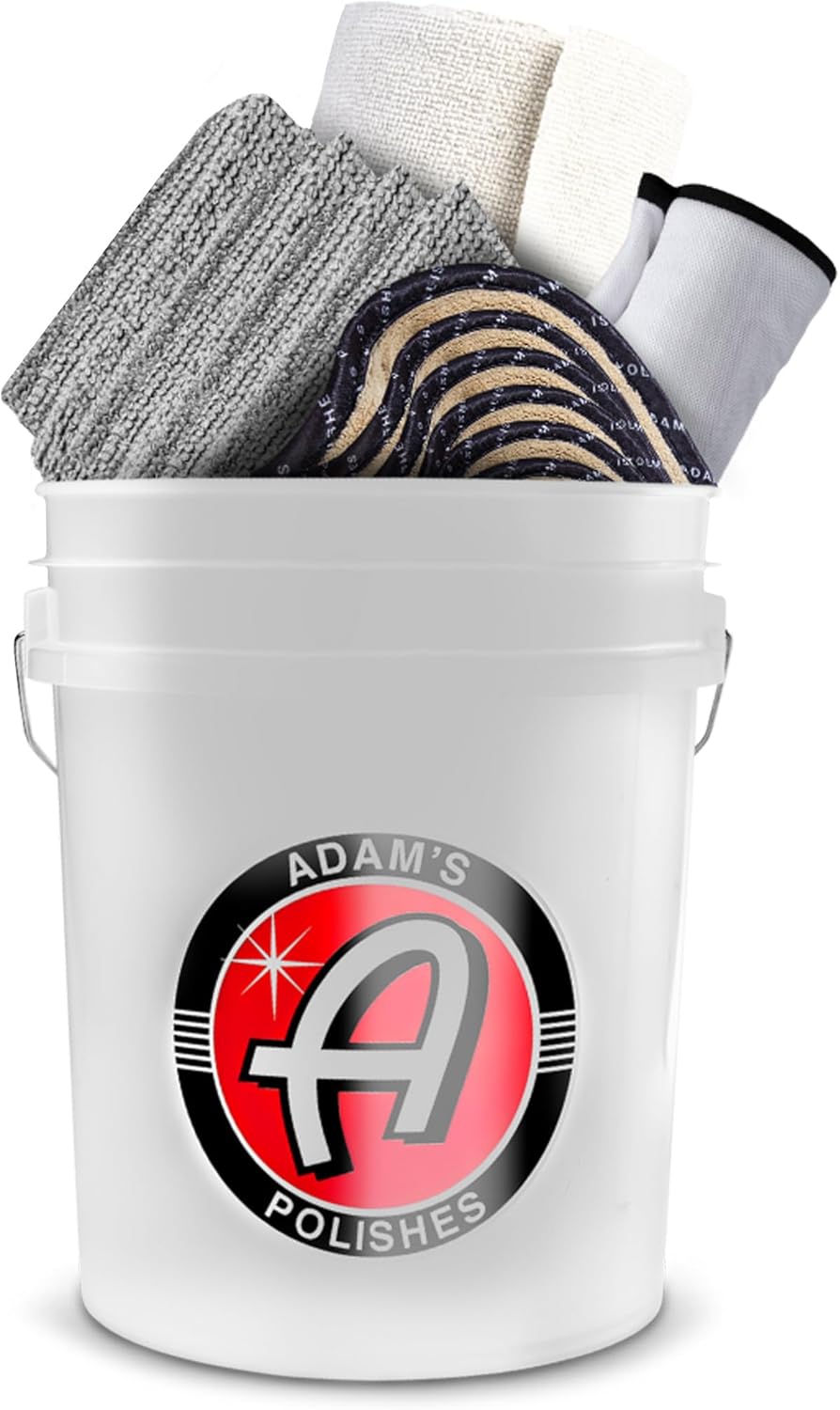 Adam’s Bucket-O-Towels de 5 galones (67 unidades) – Cubo variado para detalles de automóviles de toallas de microfibra de primera calidad para