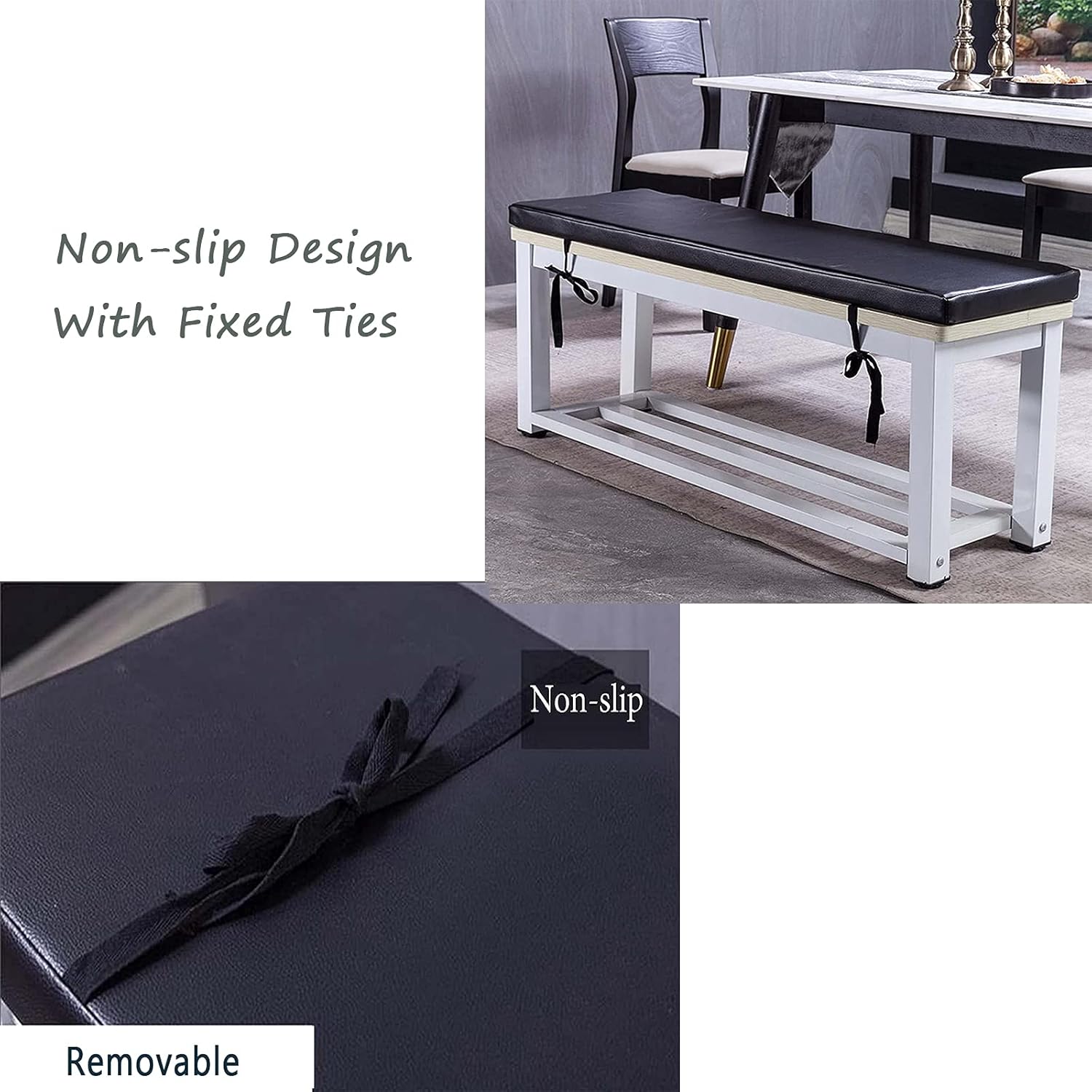 Cojín de banco de cuero, impermeable, antideslizante, cojín suave para silla, colchón rectangular largo para asiento de sofá biplaza para