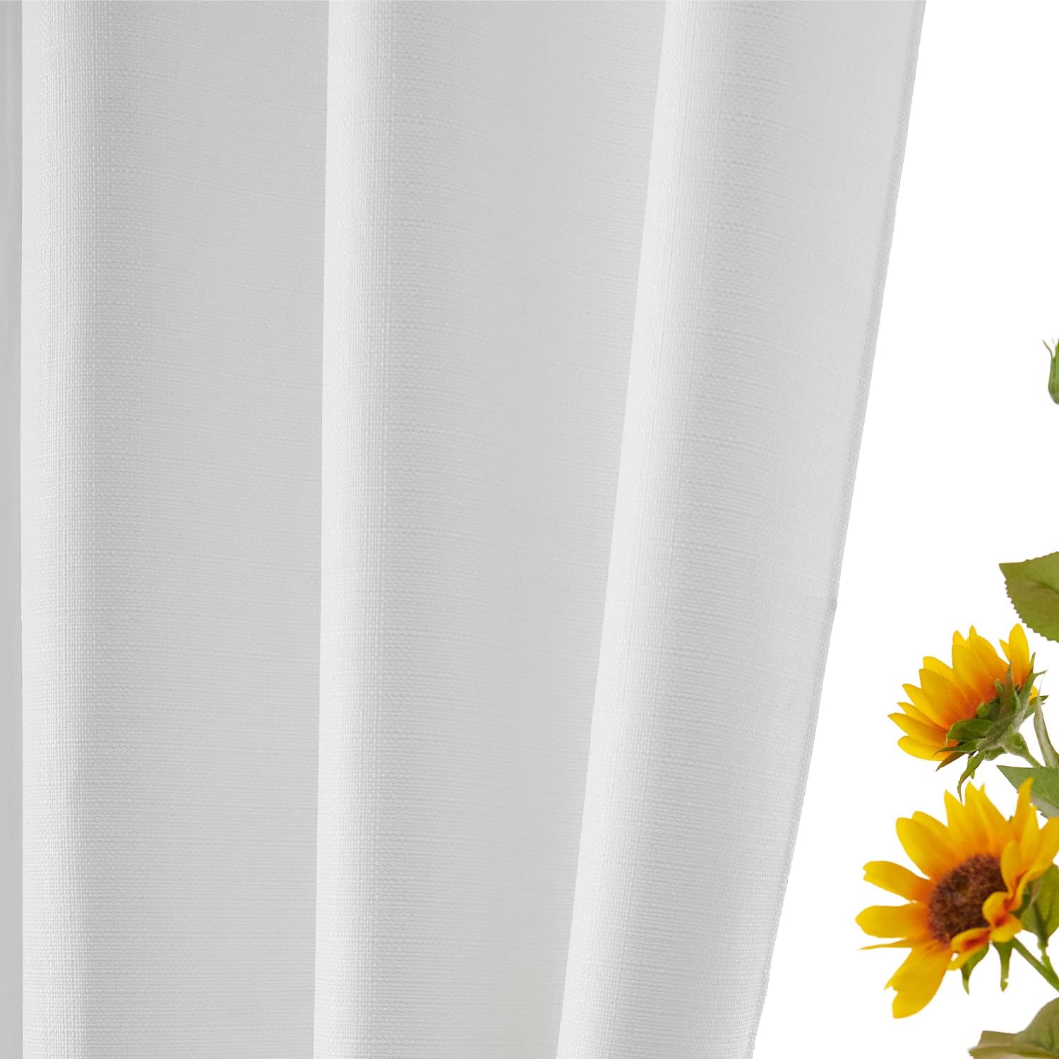 Lazzzy Cortinas de lino sintético blanco filtrante de luz de 96 pulgadas de largo, cortinas de privacidad blancas, modernas cortinas de lino
