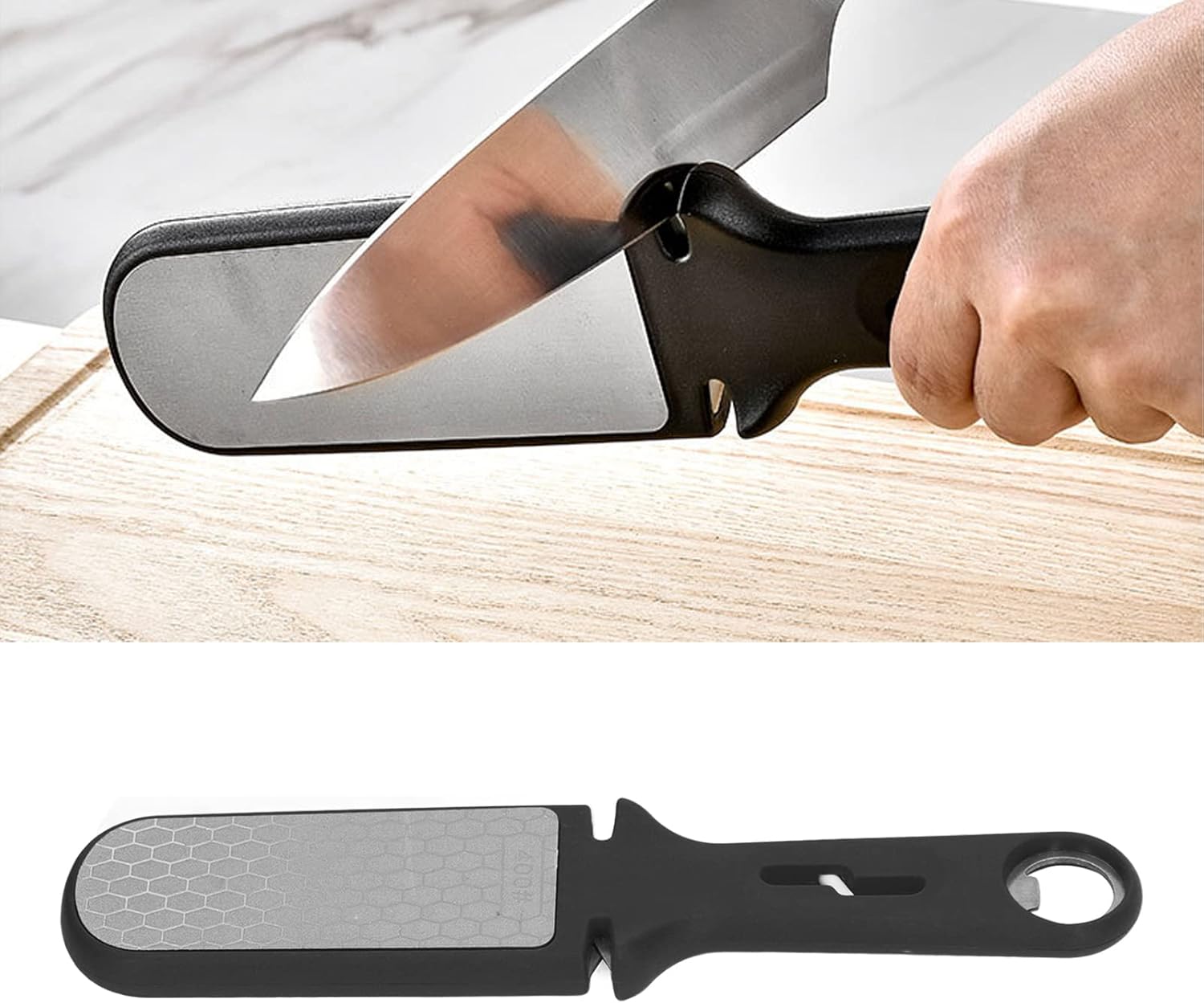 Afilador de cuchillos portátil multifunción, afilador de cuchillos de doble cara 6 en 1, piedra de afilar cuchillos portátil multifunción para