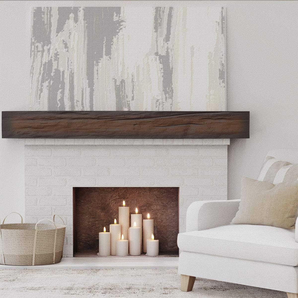 Ekena Millwork MANURW04X04X36ZM Riverwood – Mantel para chimenea de madera sintética, 4 pulgadas de alto x 4 pulgadas de profundidad x 36 pulgadas