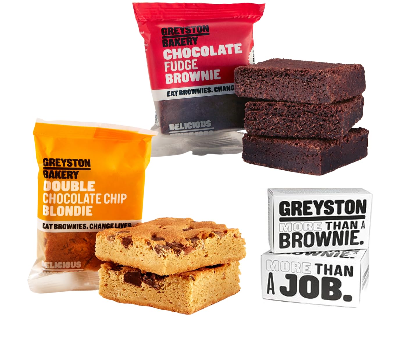 Greyston Bakery Brownie de chocolate dulce de azúcar y doble chispas de chocolate blondie-horneado fresco, 12 piezas, certificado Kosher y B