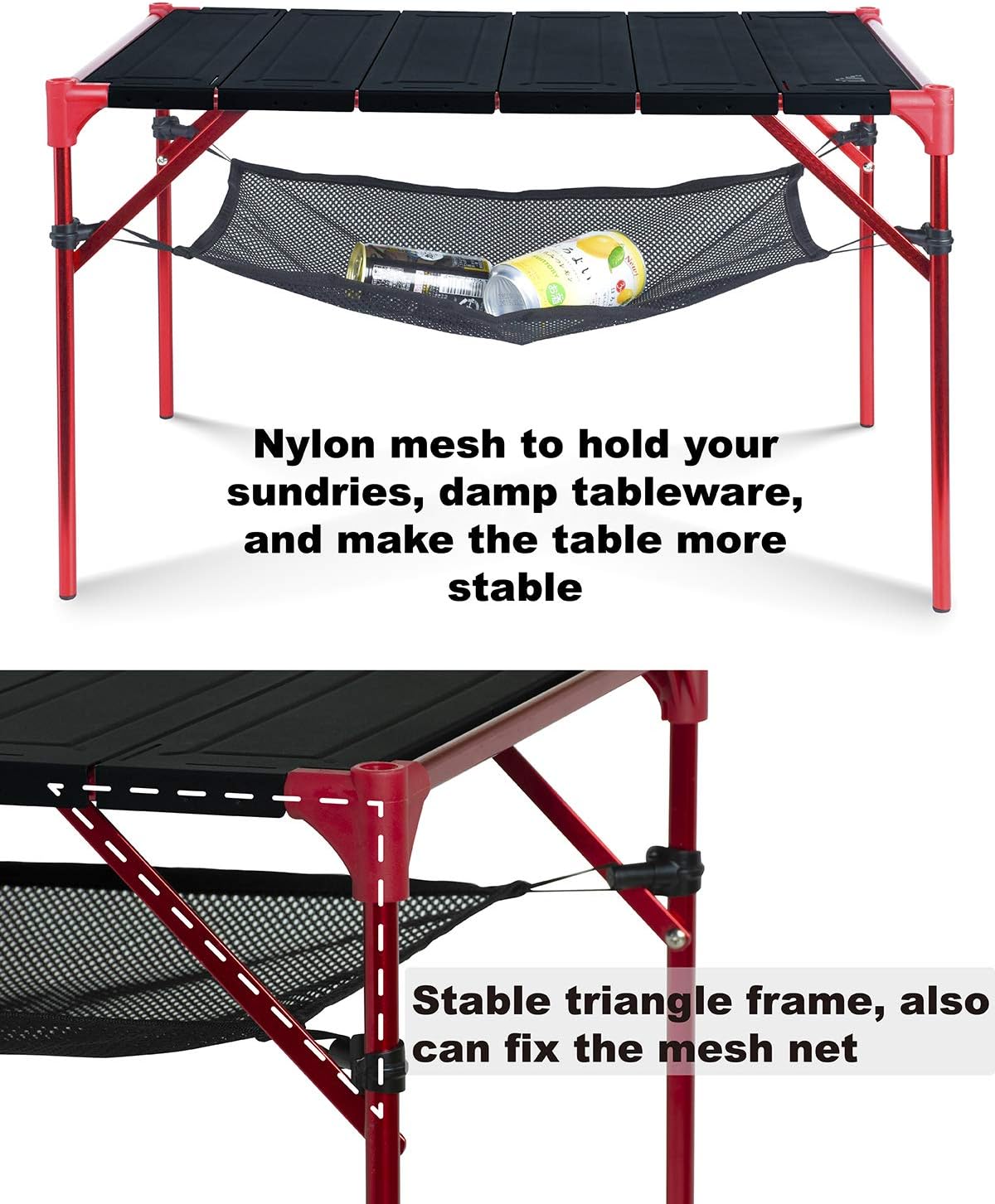 iClimb Mesa plegable extensible, área de mesa grande, ultraligera, compacta con mesa hueca para camping, mochilero, playa, concierto, barbacoa,