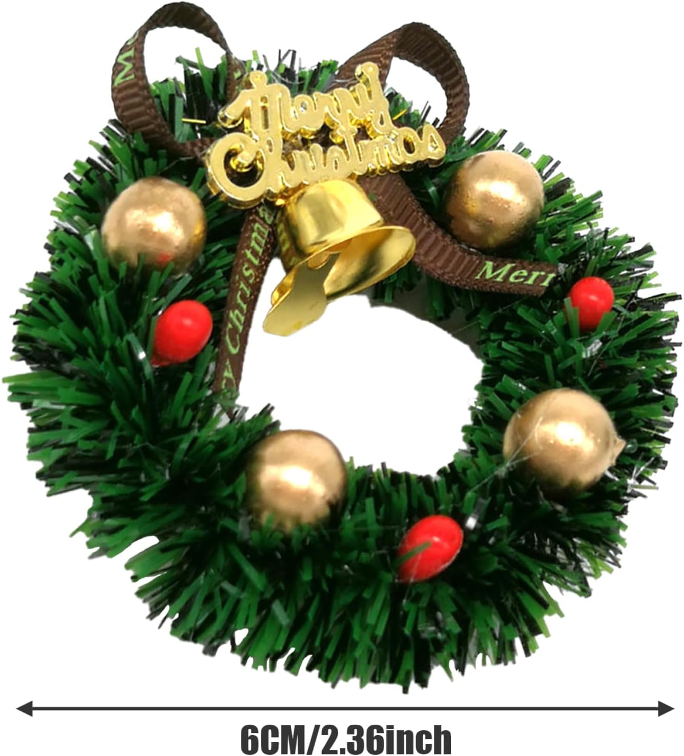Casa de muñecas, árbol de Navidad, corona de Navidad de casa de muñecas, 2.36 pulgadas, 112, mini coronas artificiales de Navidad, adornos para casa