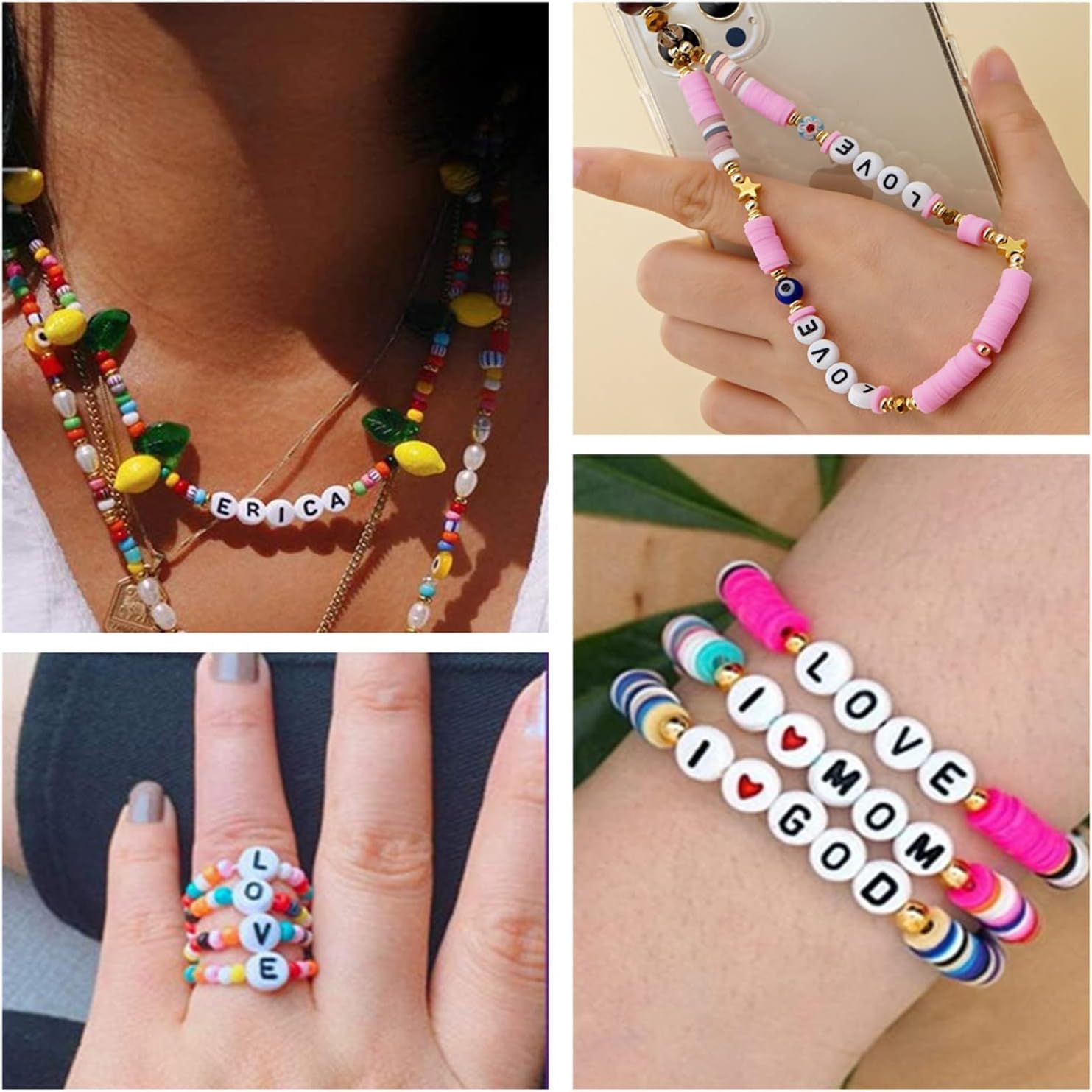 100 cuentas de letras H de 1564 x 0.236 pulgadas de acrílico blanco redondo del alfabeto para hacer joyas, pulseras, collares (letra H-100 unidades)