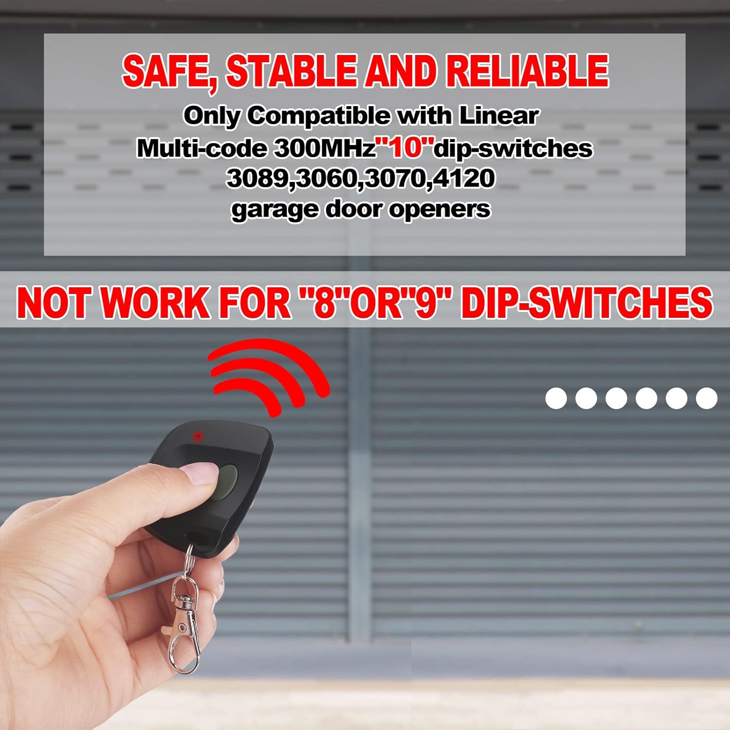 6 piezas de control remoto de puerta de garaje para multicódigo lineal 300 mhz 10 interruptor de inmersión 3089 3060 3070 abridor de puerta remoto