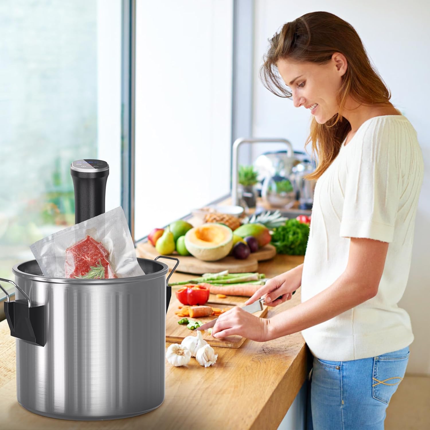 Máquina Sous Vide mejorada de 1100 W Sous Vide Cooker de calentamiento rápido, máquina de cocción de precisión de trabajo ultra silencioso,