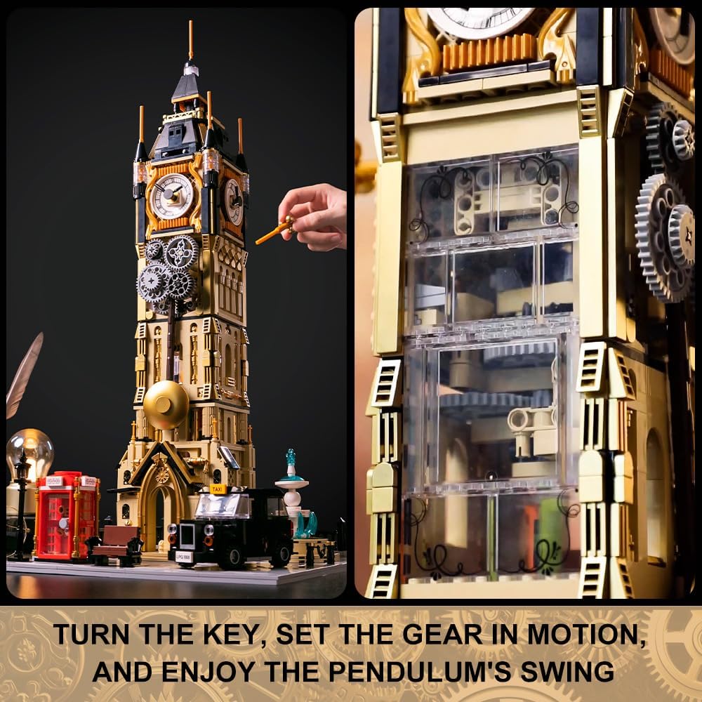 Juego de construcción de arquitectura Big Ben, juego de ladrillos de construcción de torre de reloj Steampunk, kit de construcción de pantasy para