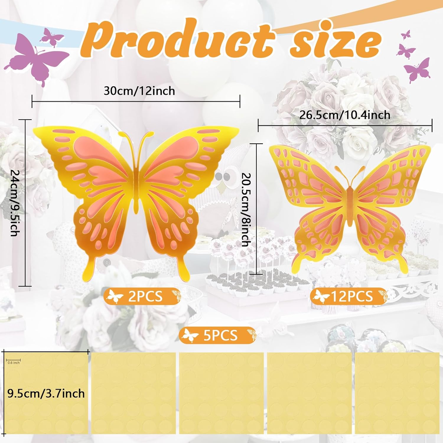 Decoración de fiesta de mariposa grande de 14 piezas, juego de decoración de pared de mariposa 3D, mariposa gigante para cumpleaños, baby shower,