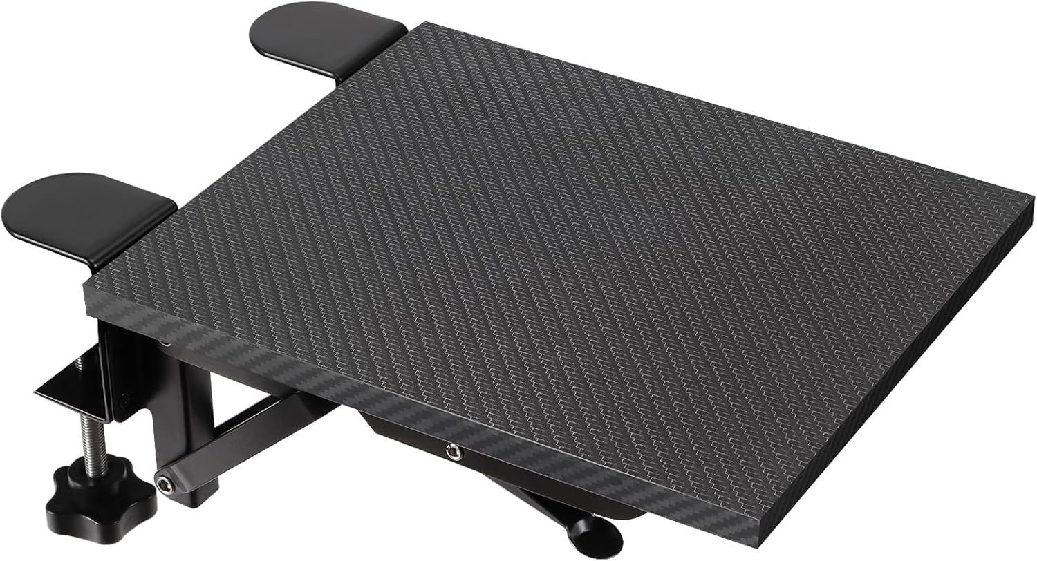 MOOACE Bandeja extensora de escritorio, estante ergonómico para reposamuñecas, soporte de brazo plegable para codo en la bandeja del reposabrazos de