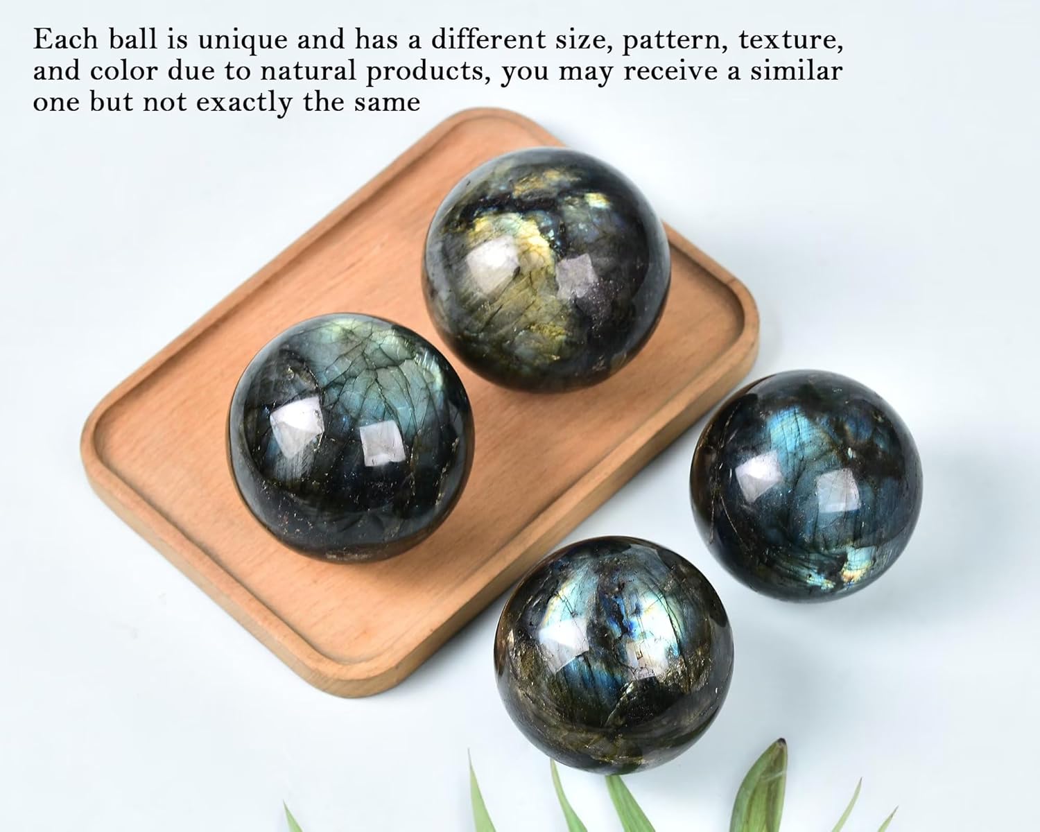 AMOYSTONE Bola de labradorita Bola de cristal de cuarzo natural con base de madera