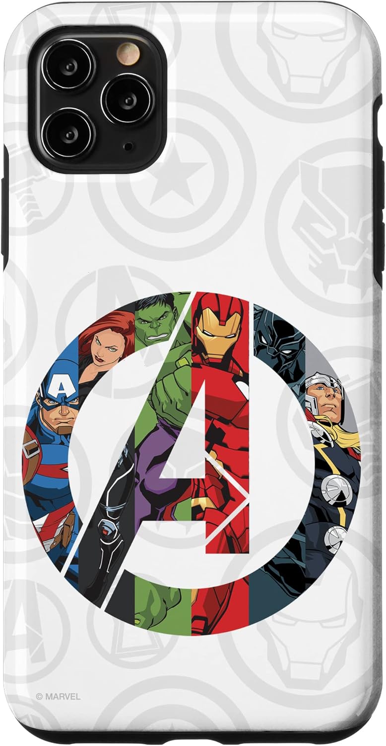 Carcasa para iPhone 11 Pro Max de los Vengadores de Marvel con logotipo de Super Heroes
