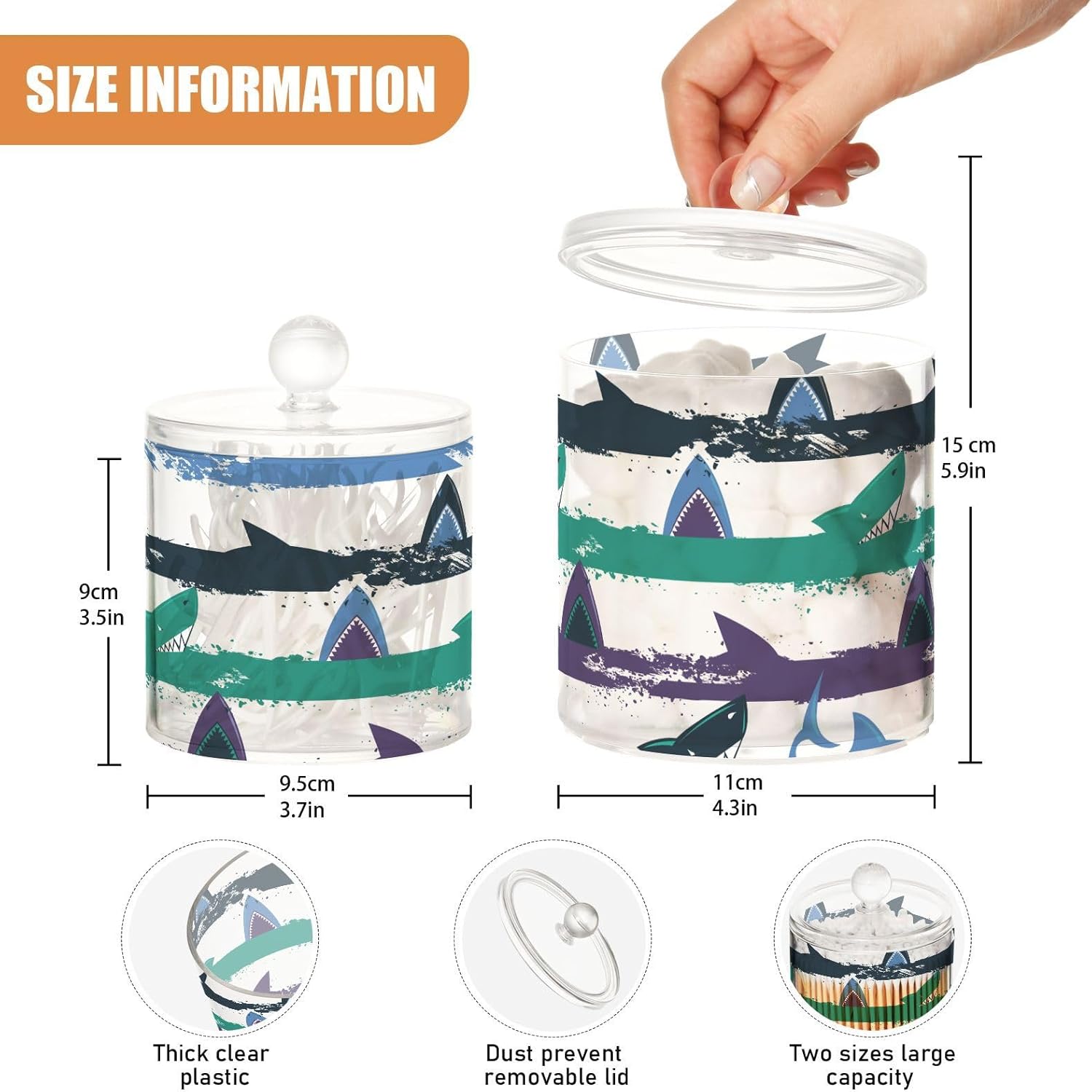 Shark Jars with Lids Containers Jar Bathroom Storage Containers Canisters Cotton Ball Holder for Dorm Room Essentials for College Students Girls