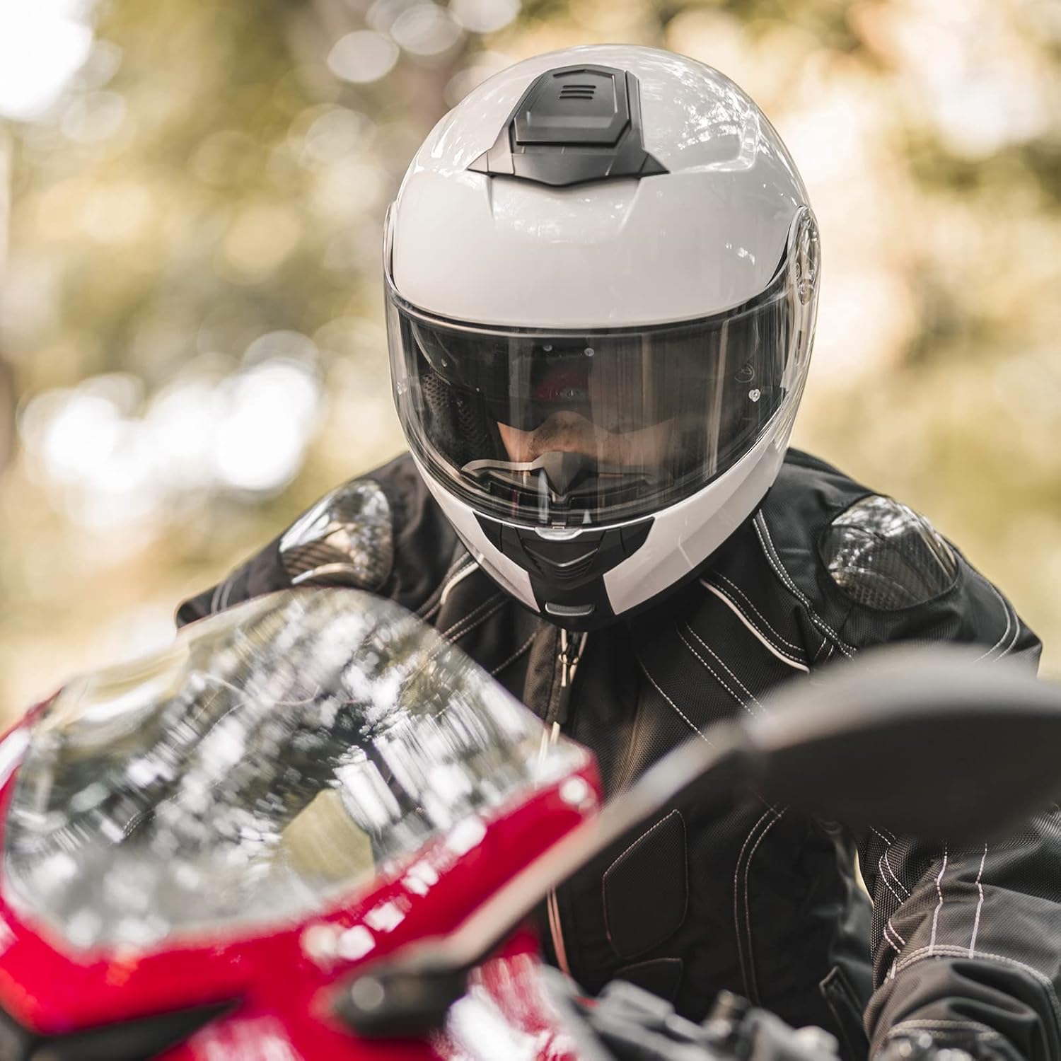 ILM Casco modular de cara completa para motocicleta para adultos, doble visera, aprobado por DOT, modelo 159 (blanco, mediano)