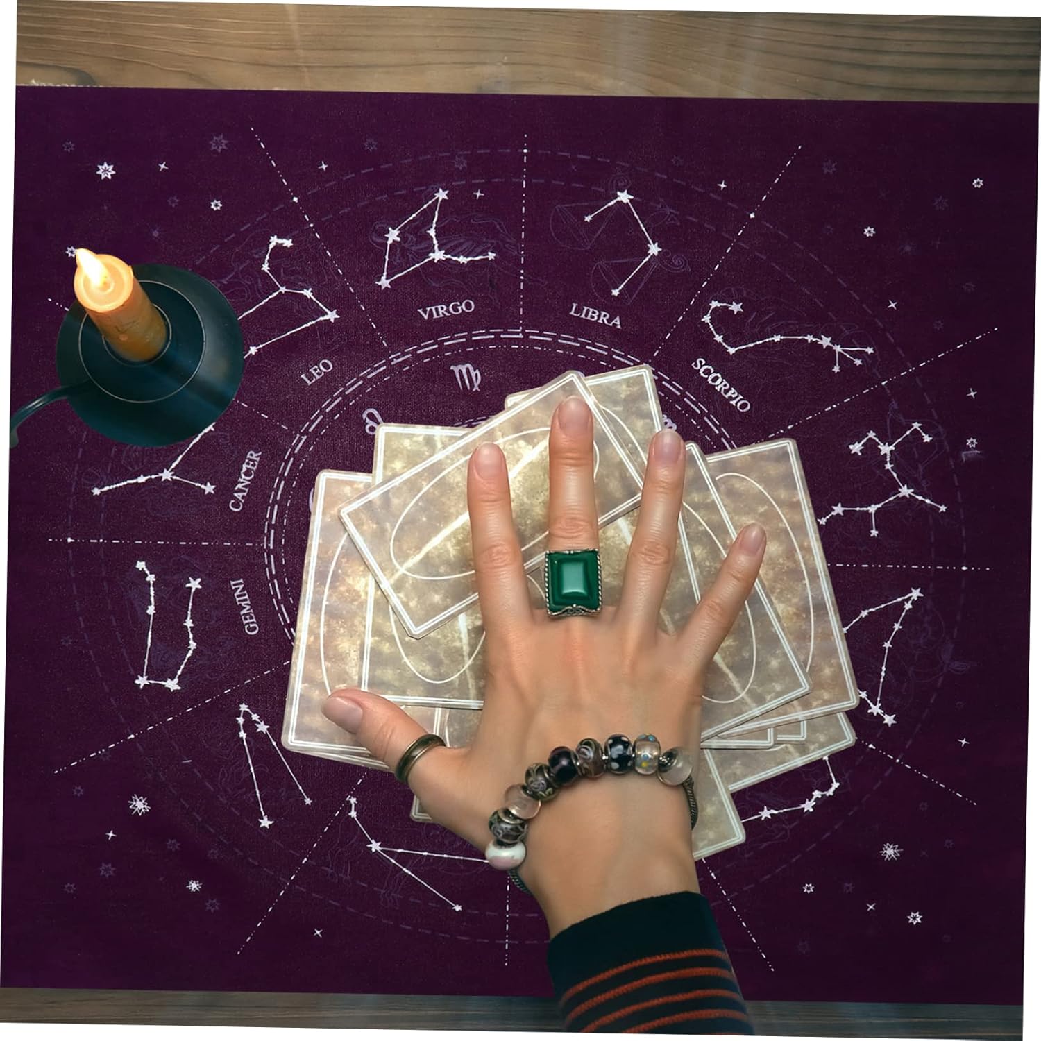 SAFIGLE Tapiz de Adivinación Tarob Constelación, Tapiz de Fase Lunar, Tapiz de Tarot, Camino de Mesa de Tarot, Paño de Altar Pagano, Tarot, Tela de