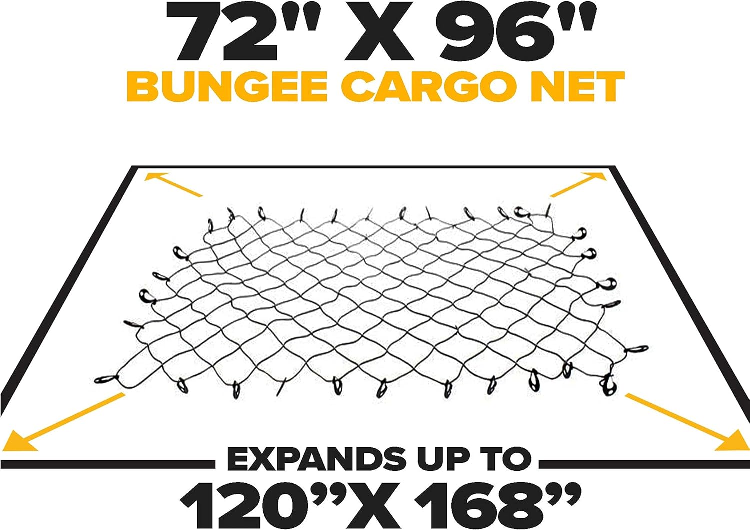 US Cargo Control Red de carga elástica grande, 72 x 96 pulgadas, red de carga elástica con 32 ganchos de plástico móviles para una fácil fijación,
