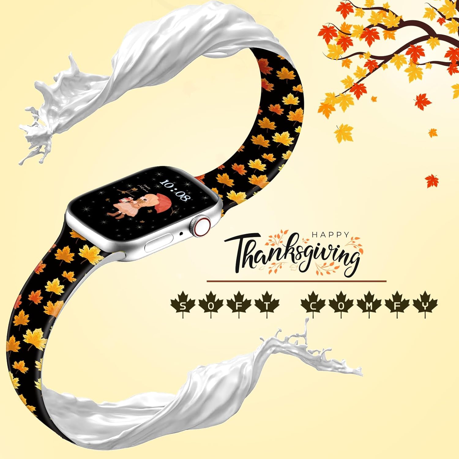 Correa de reloj de Navidad y Halloween para Apple Watch, correa de silicona impresa de repuesto para iWatch 1 2 3 4 5 6 7 8 Ultra 1.496 in 1.575 in