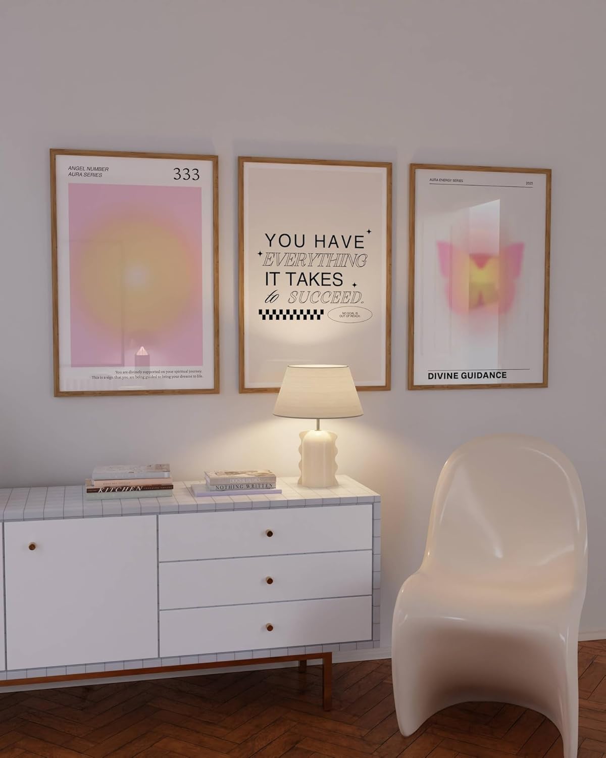iHery Juego de 3 pósteres sin marco de números de ángel de aura 333, arte de pared en lienzo de 12 x 16 pulgadas, decoración de habitación, TikTok
