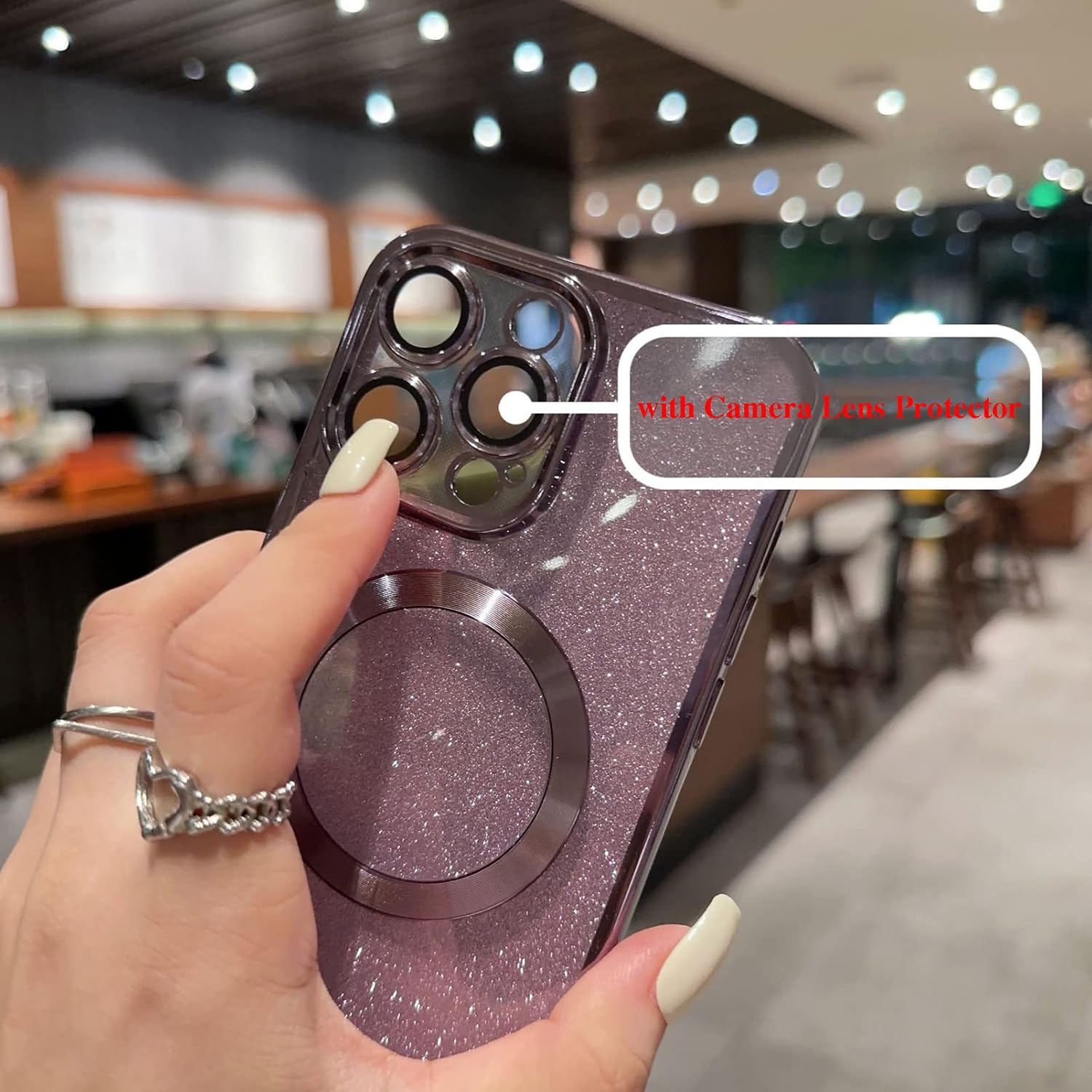 Funda magnética compatible con iPhone 11 de 6.1 pulgadas compatible con MagSafe con protector para lente de cámara, bonita funda transparente con
