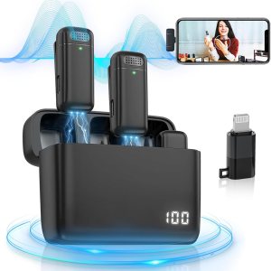 YIMOCHI Micrófono Lavalier inalámbrico profesional para transmisión en vivo, entrevistas, grabación de vlogs, con estuche de carga y adaptador YIMOCHI Micrófono Lavalier inalámbrico profesional para transmisión en vivo, entrevistas, grabación de vlogs, con estuche de carga y adaptador