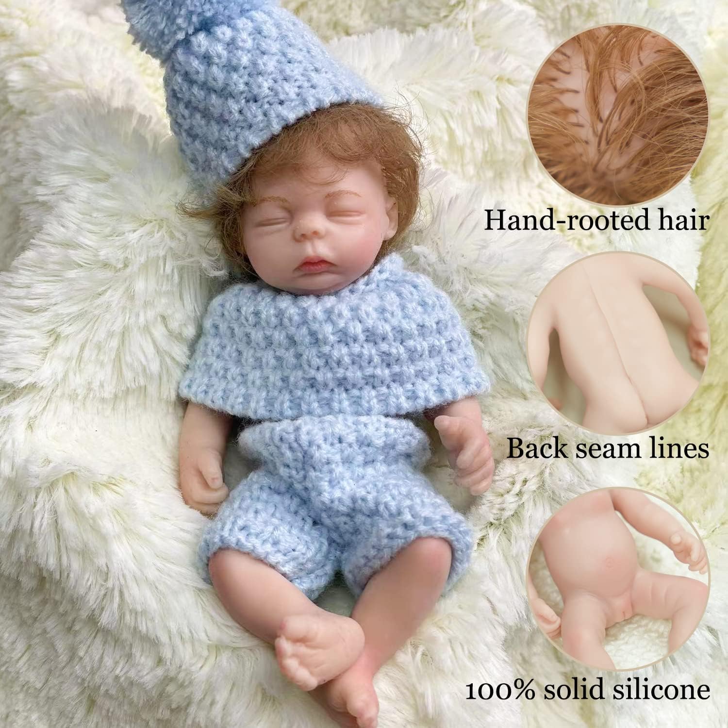 ACESTAR Mini muñecas de silicona para niña de 6 pulgadas, cuerpo completo, realistas, muñecas de bebé recién nacidas, juguete de silicona en
