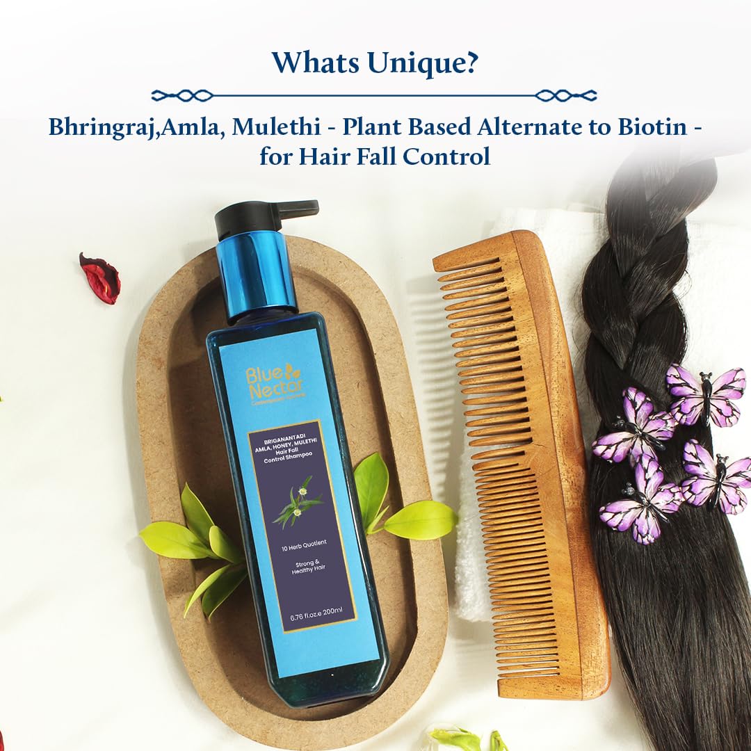 Champú limpiador de cabello con control de caídas y cuero cabelludo saludable para cabello seco opaco y dañado (10 hierbas, 6.76 fl oz)