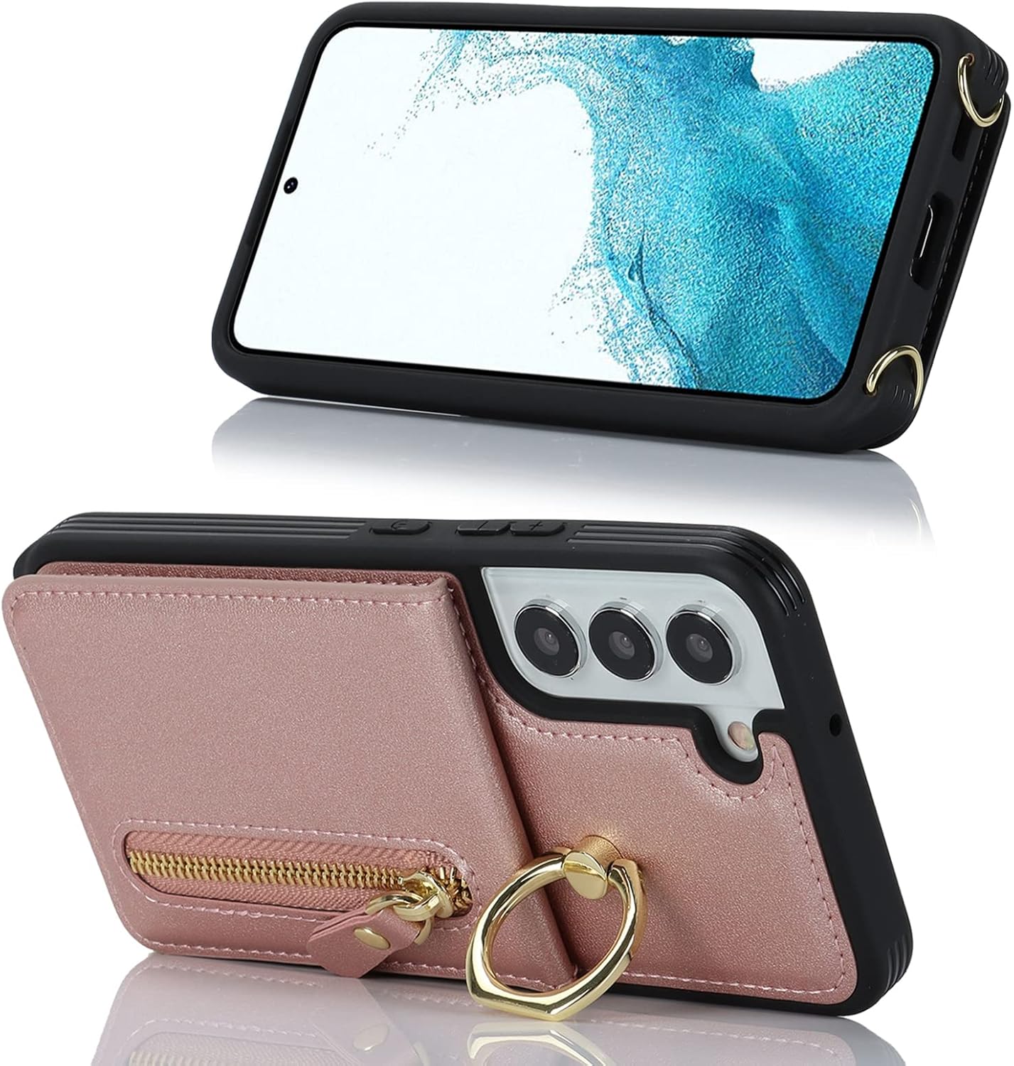 Jaorty Funda para Samsung Galaxy S22 5G para mujer con tarjetero, funda para Samsung S22, cartera cruzada con correa, ranuras para tarjetas de