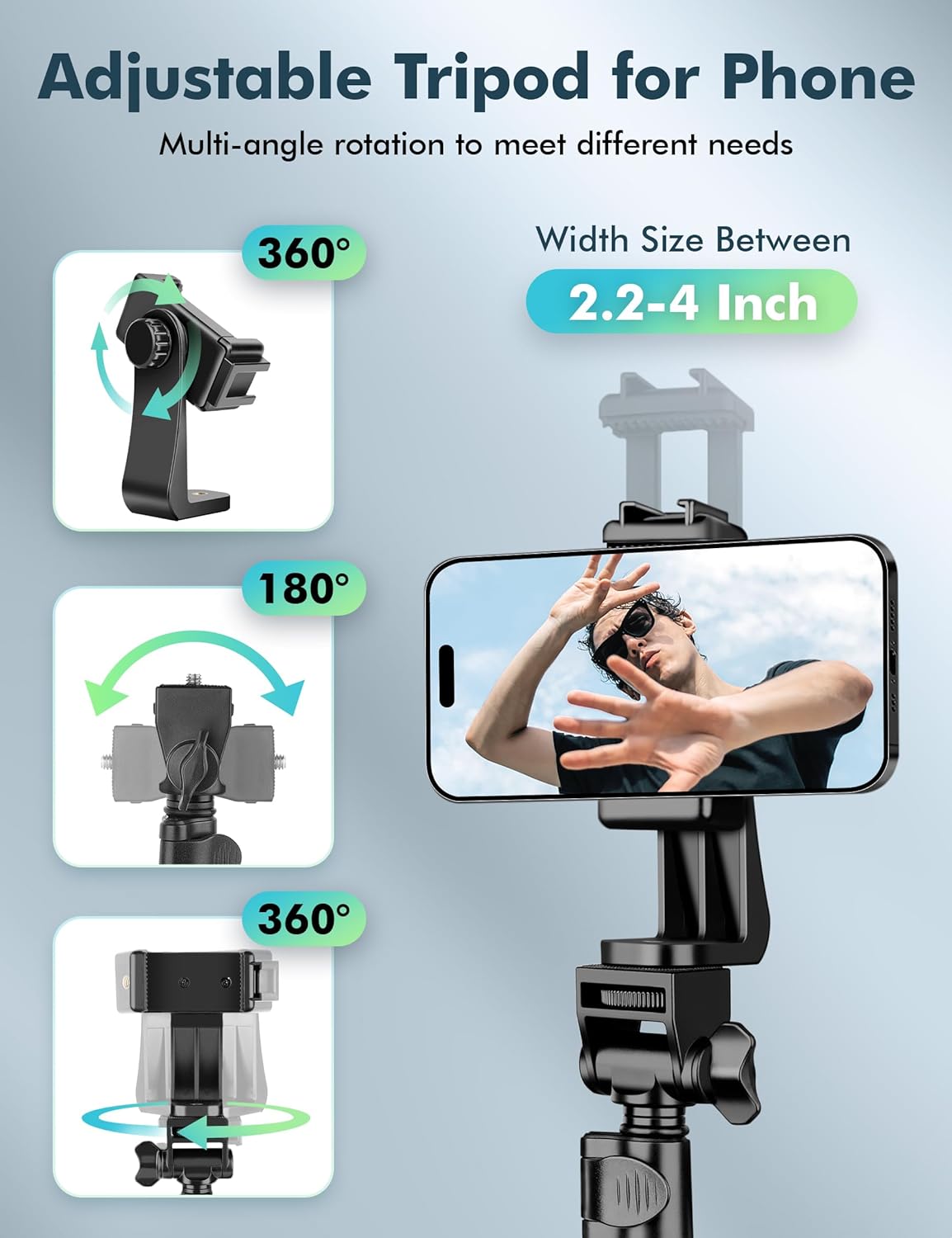Trípode para teléfono, trípode de 70 pulgadas para iPhone celular, soporte de trípode para selfie stick con soporte remoto para teléfono, trípode de