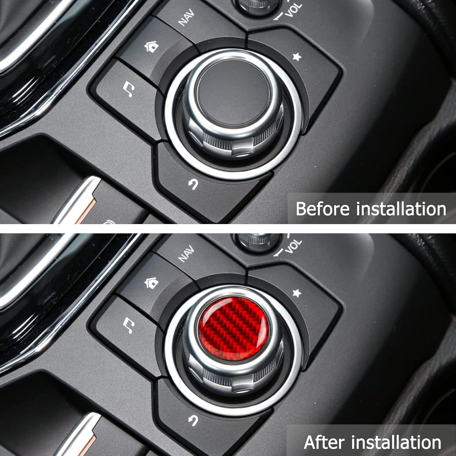 Compatible con marco de perilla multimedia, cubierta de panel de fibra de carbono, accesorio interior para Mazda CX 2017 2018 2019 2020 2021 2022 –