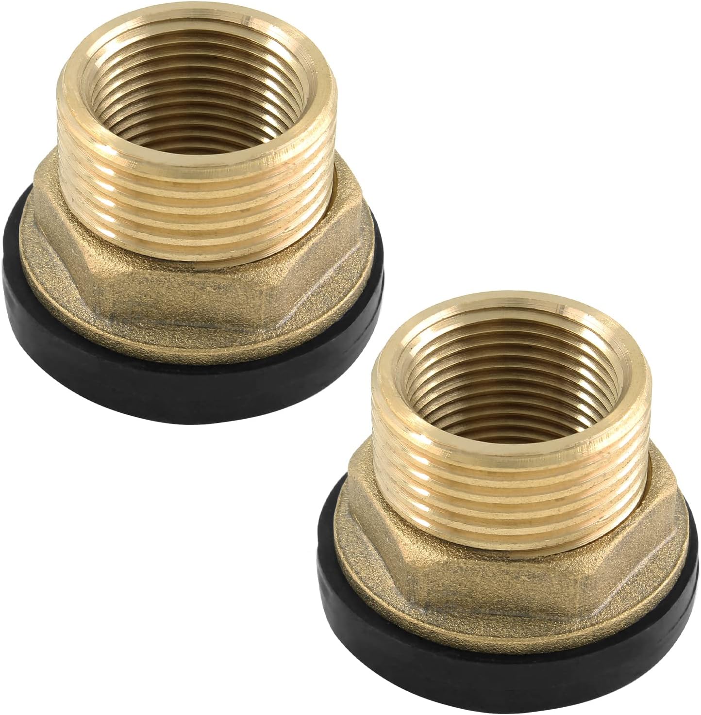 2 piezas de accesorios de mamparo de latón, conector de tanque de agua macho de 34 pulgadas hembra de 1 pulgada con 2 anillos de goma para barriles