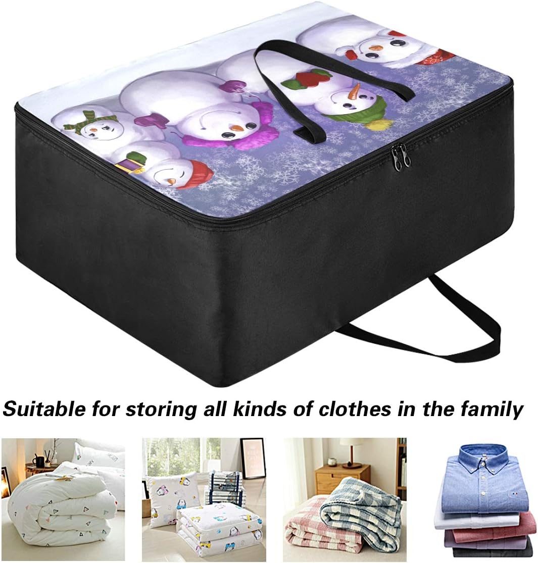Bolsa de almacenamiento de ropa para debajo de la cama, divertidos muñecos de nieve de pie, contenedores de ropa grandes con cremallera, bolsa
