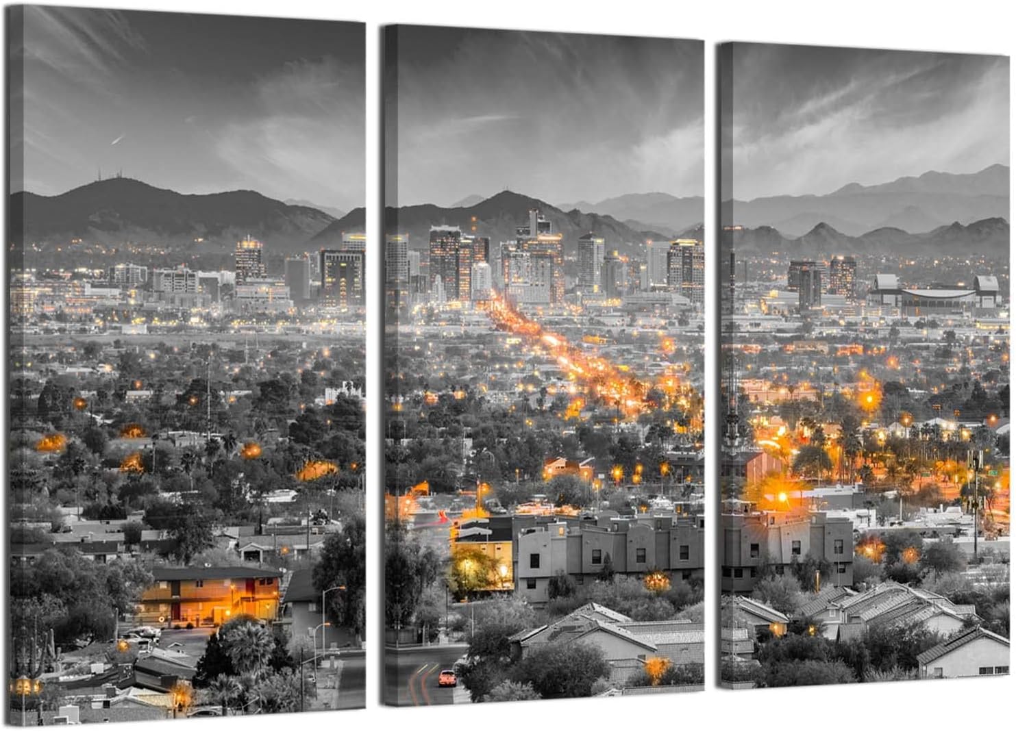 Phoenix City Skyline – Arte de pared, lienzo de paisaje urbano de Arizona, imágenes enmarcadas, pósters, pinturas, decoración de hogar, oficina,