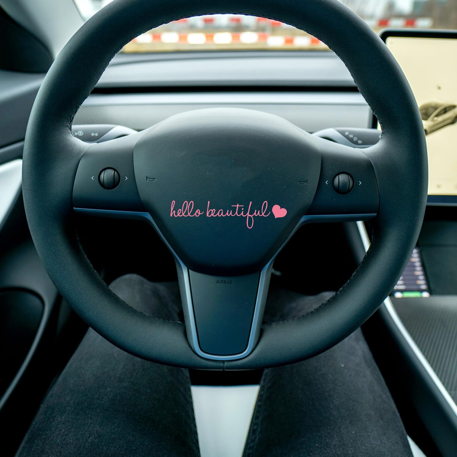 3x Hello Beautiful Rearview Mirror Decal,Vinyl Pink Car Decals For Women,Vanity Mirror Stickers,Girl Car Decal Gifts,Car Window Decal,Car Mirror