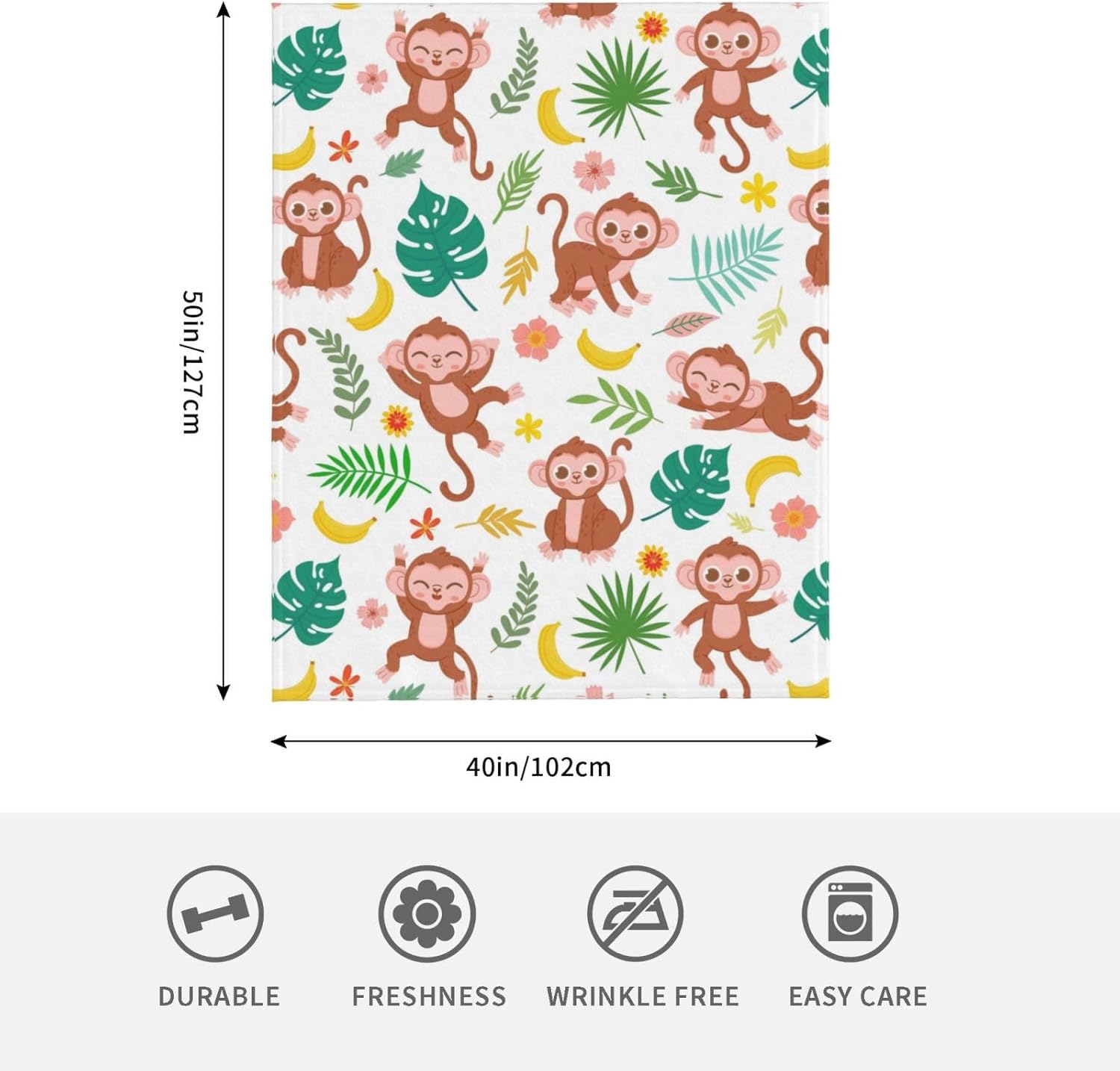 Manta de mono para mujer, suave manta de forro polar de verano, lavable, manta ligera de viaje para sofá, cama, sillón durante todas las estaciones