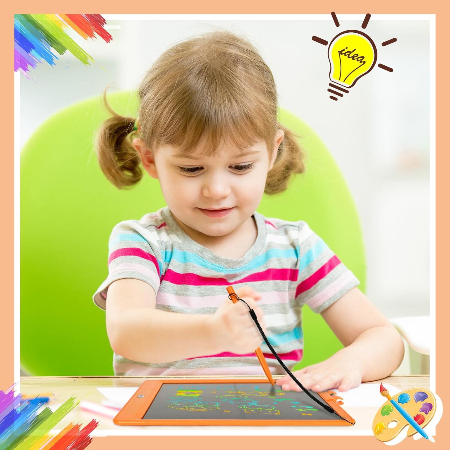 NECHOUZHLI Tableta de escritura LCD para niños, tableta de dibujo electrónica borrable, tablero de graffiti Coloful infantil de 10 pulgadas,