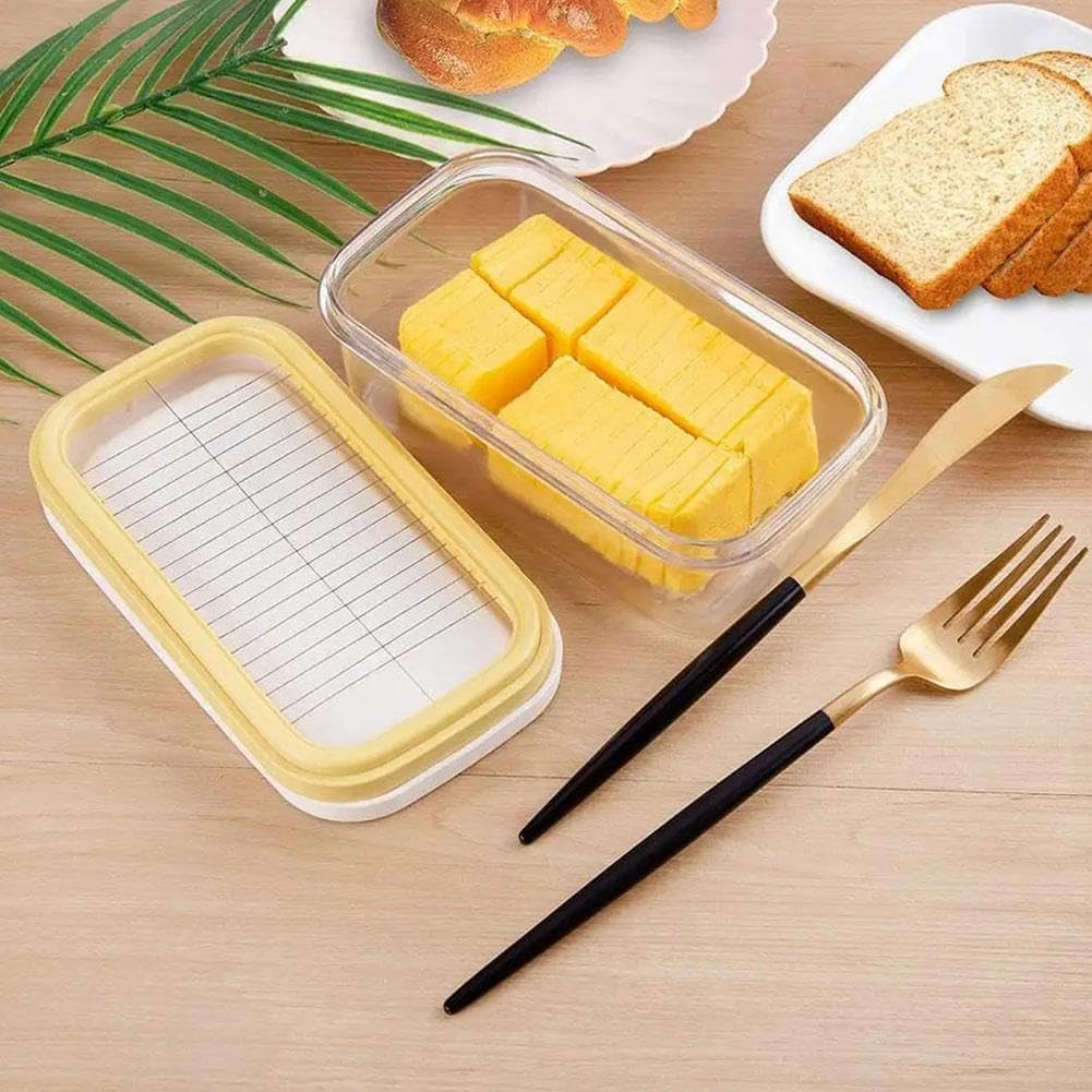 Caja de mantequilla 2 en 1, rebanadora de mantequilla y recipiente de almacenamiento, contenedor de mantequilla con tapa, cortador de mantequilla de