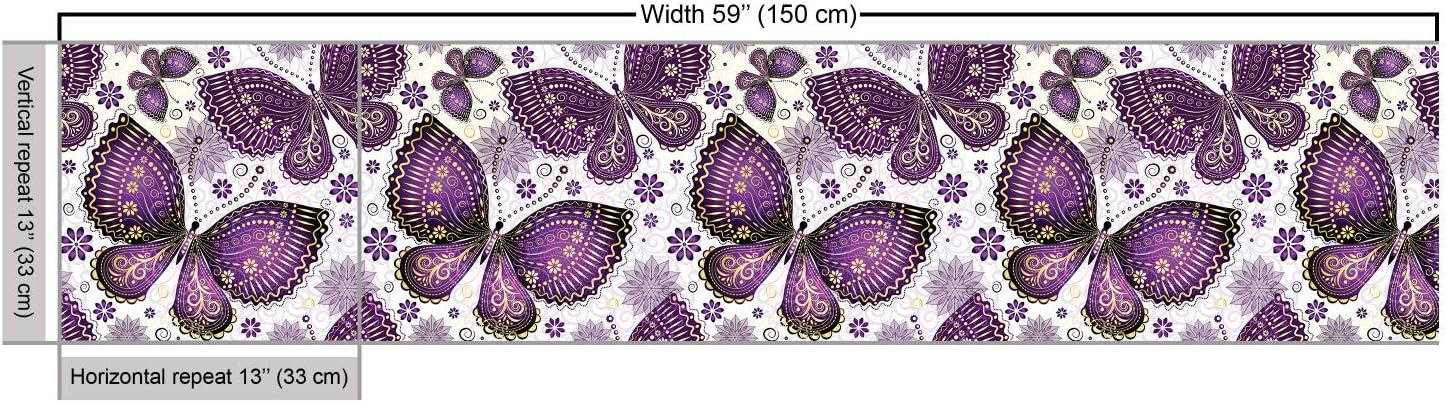 Ambesonne Tela natural de The Yard, mariposas con motivo de cachemira en alas y flores, material artístico, para almacenamiento de tela resistente