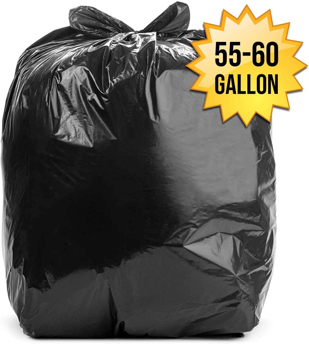 Aluf Plastics Revestimientos negros resistentes para botes de basura de 55-60 galones, 2 milésimas de pulgada de pulgada de grosor (38 x 58