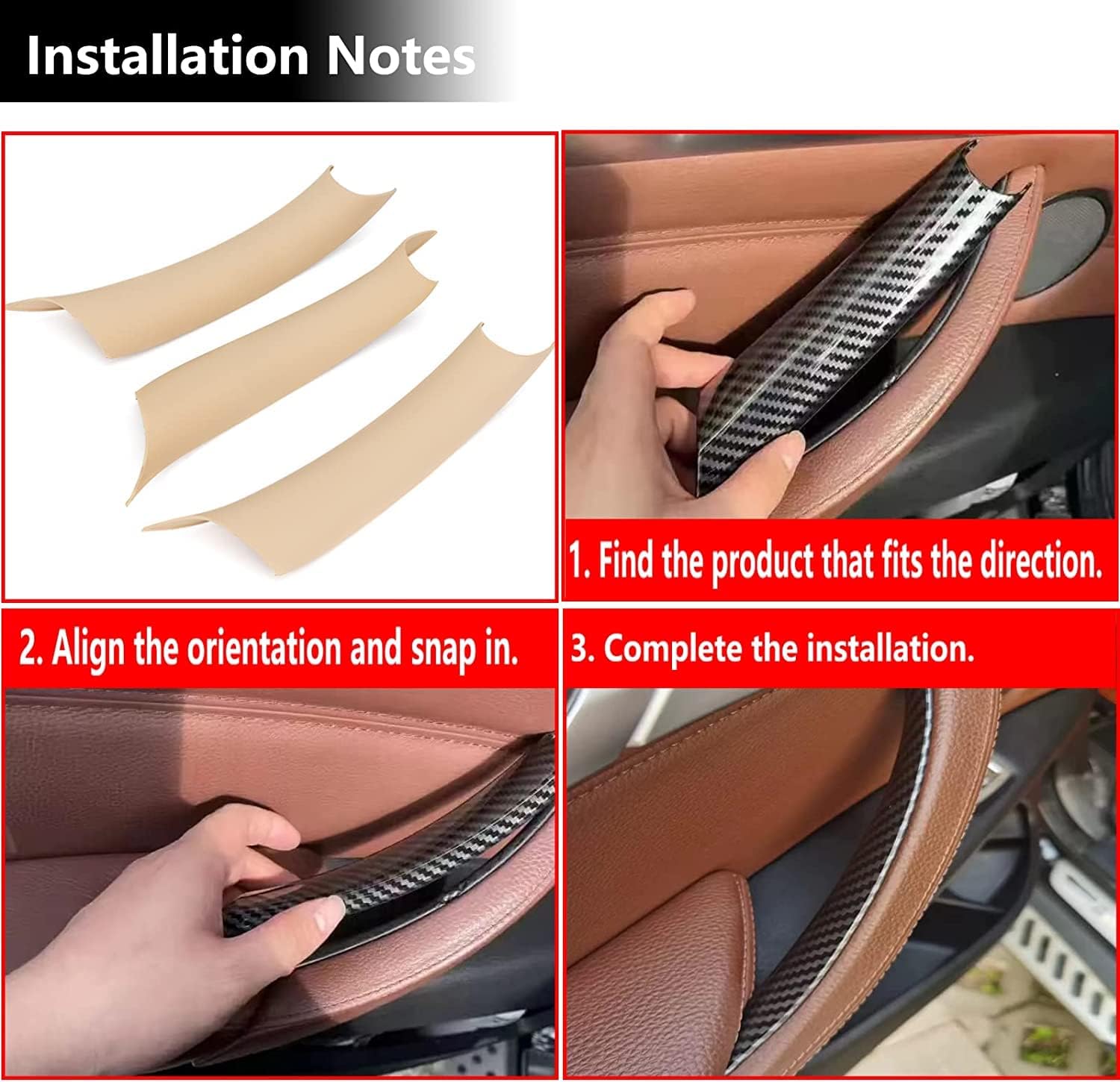 Cubiertas de manija de puerta compatibles con BMW X5 Series F15F85 2014-2018, BMW X6 Series F16F86 2015-2018 (3 piezas) (beige)