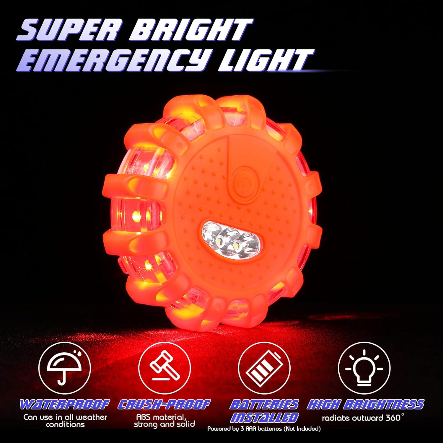 Luces LED de emergencia para carretera, luces intermitentes de advertencia, paquete de discos de baliza de seguridad en carretera a granel con base