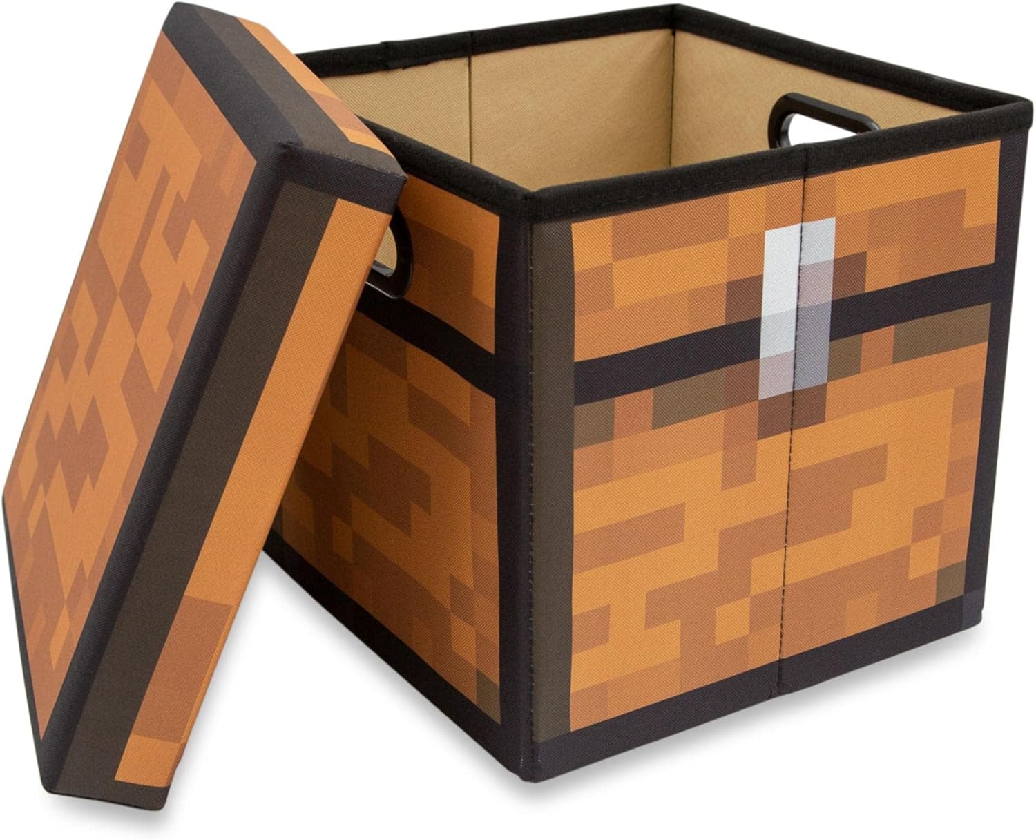 Minecraft Cubo de almacenamiento de tela marrón con tapa  13 pulgadas