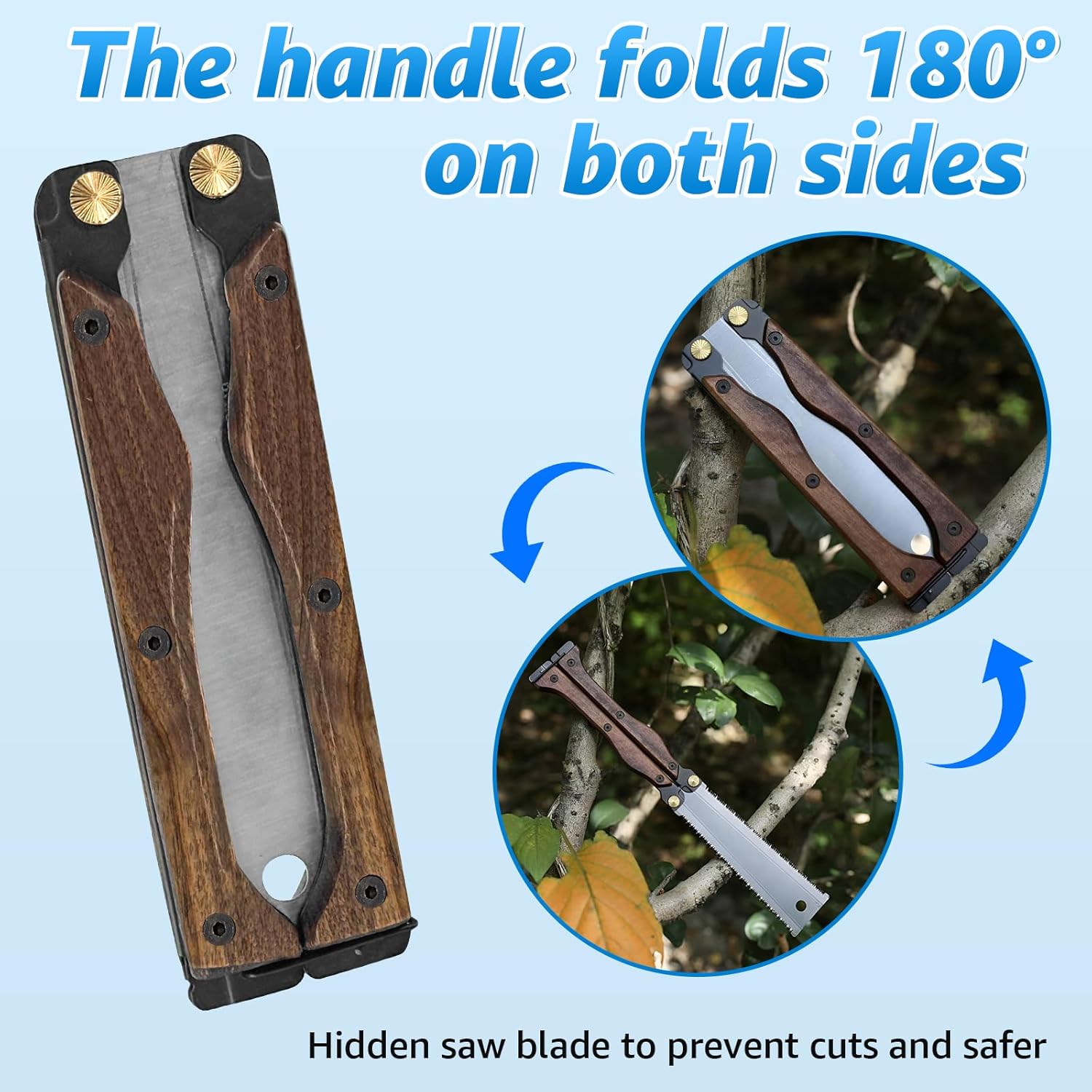 Loyala Sierra de mano de 5.9 pulgadas, mini sierra plegable japonesa, sierra para carpintería con doble borde SK85 para madera húmeda y seca, sierra