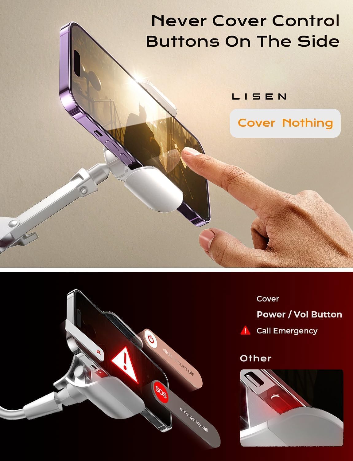 LISEN Soporte para Kindle para cama ultra duradero 2 abrazaderas ajustables Lazy Arm Soporte para tablet Soporte para teléfono de cuello de cisne