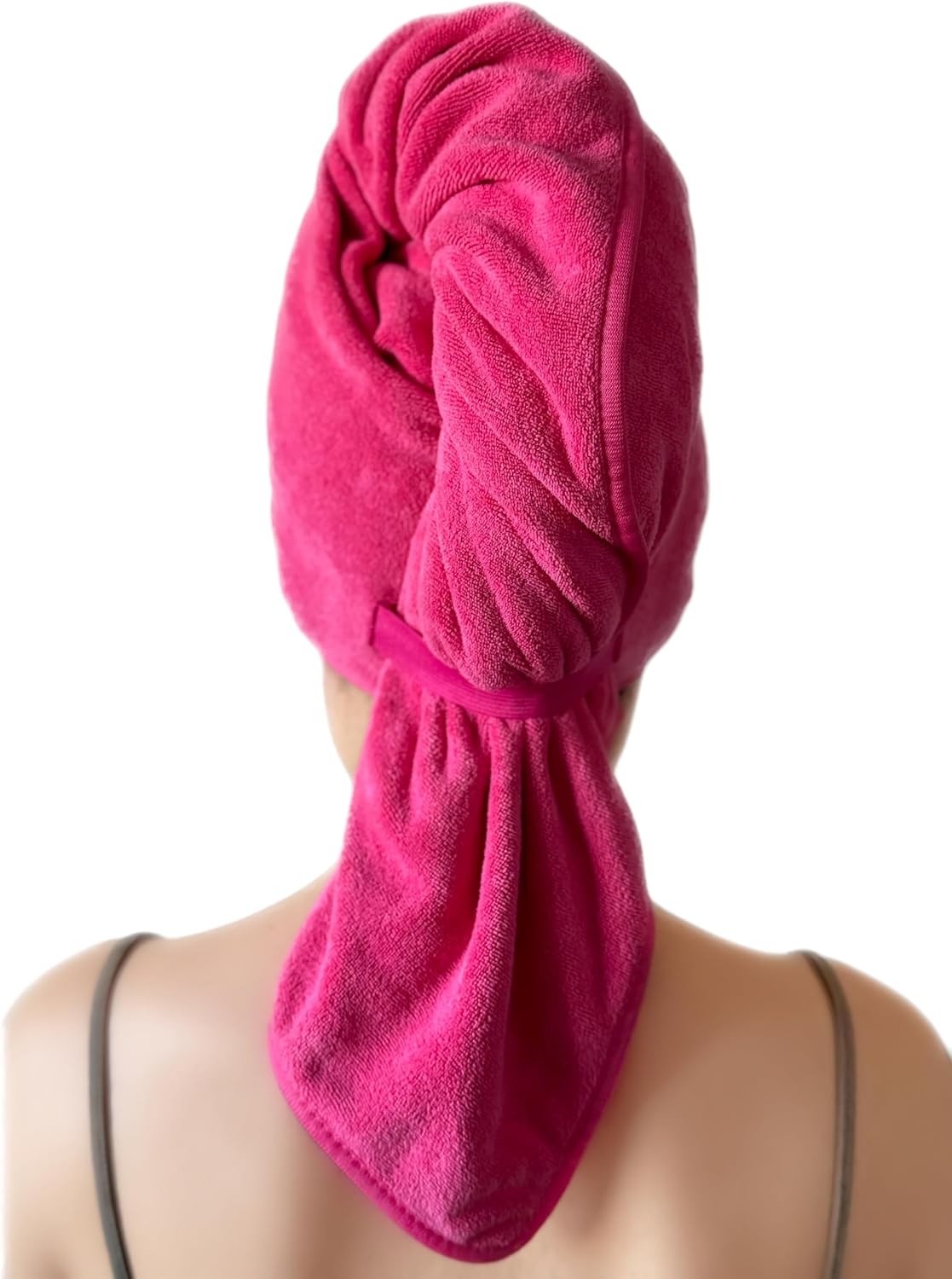 Toalla grande de microfibra para todo tipo de cabello, antiencrespamiento, toalla de secado suave con correa elástica, secado rápido, turbante de