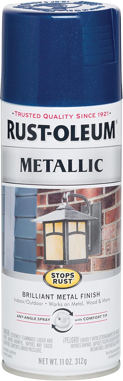 Rust-Oleum 7251830 – Pintura en aerosol metálica antióxido, 11 onzas, azul cobalto, 12 onzas líquidas