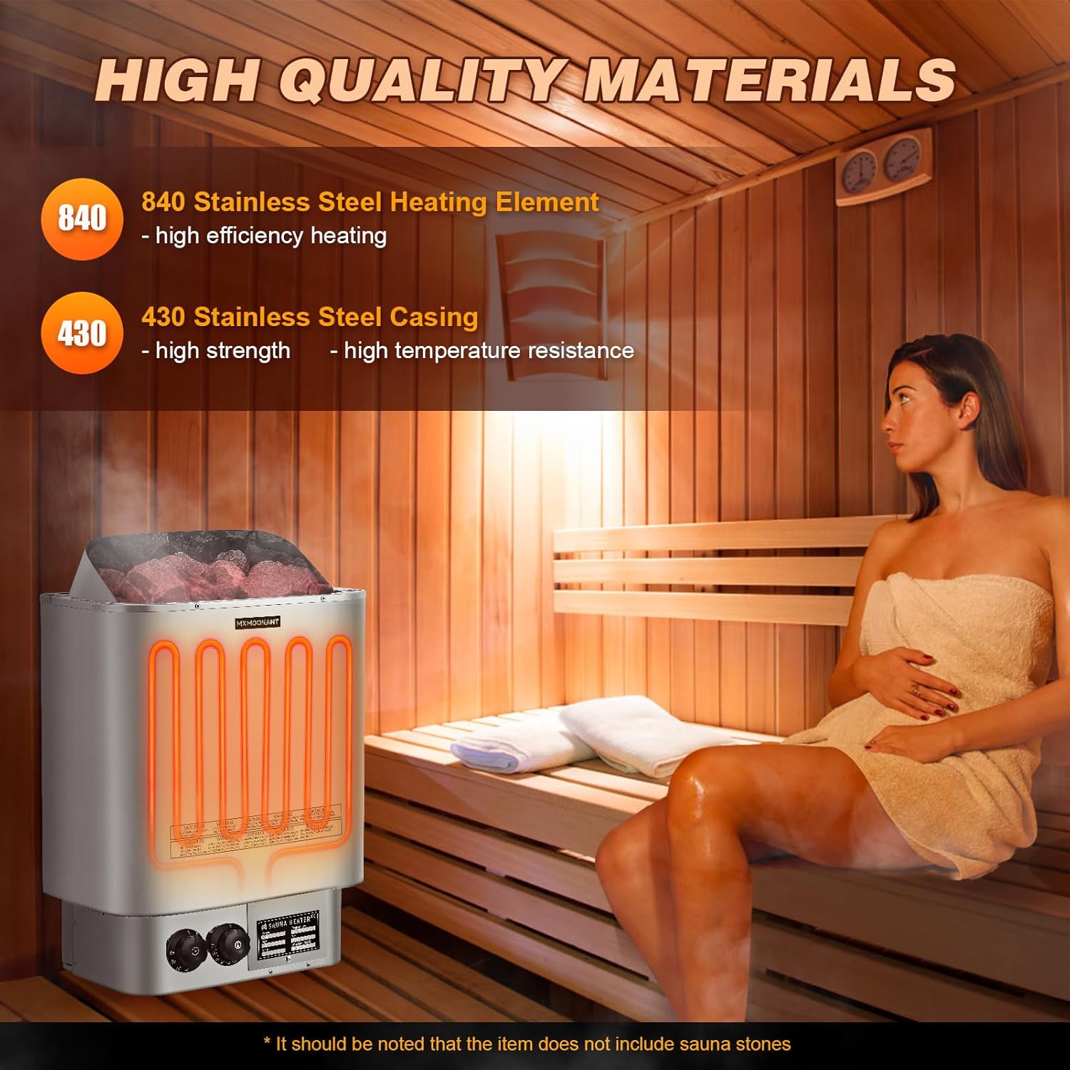 Mxmoonant Calentador de sauna, 6 KW 220 V, calentadores eléctricos de sauna, estufa de vapor seco, baño de sauna para el hogar, hotel, spa, máx. 300